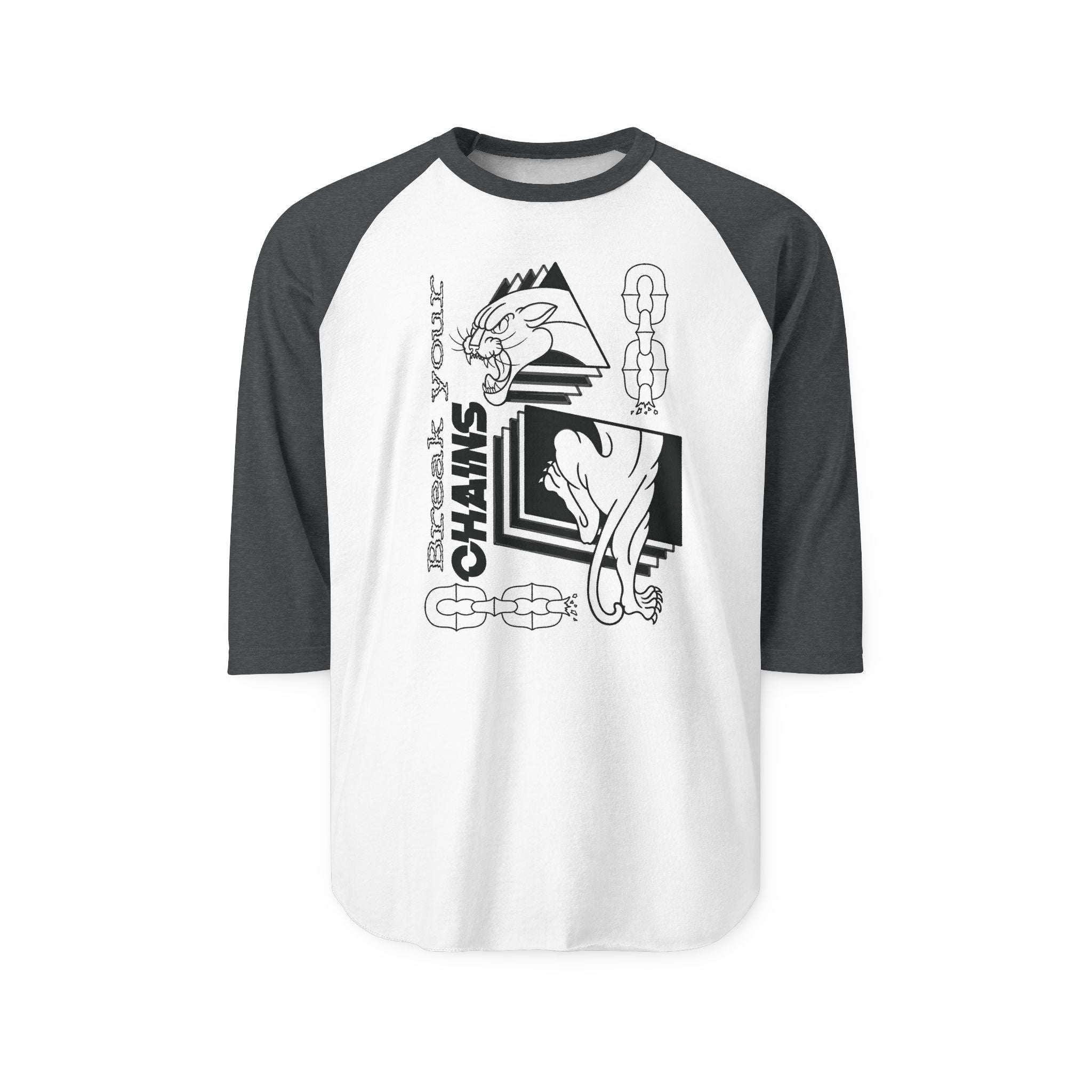 "Break Your Chains" Panther Print Unisex Three-Quarter Sleeve Raglan Shirt