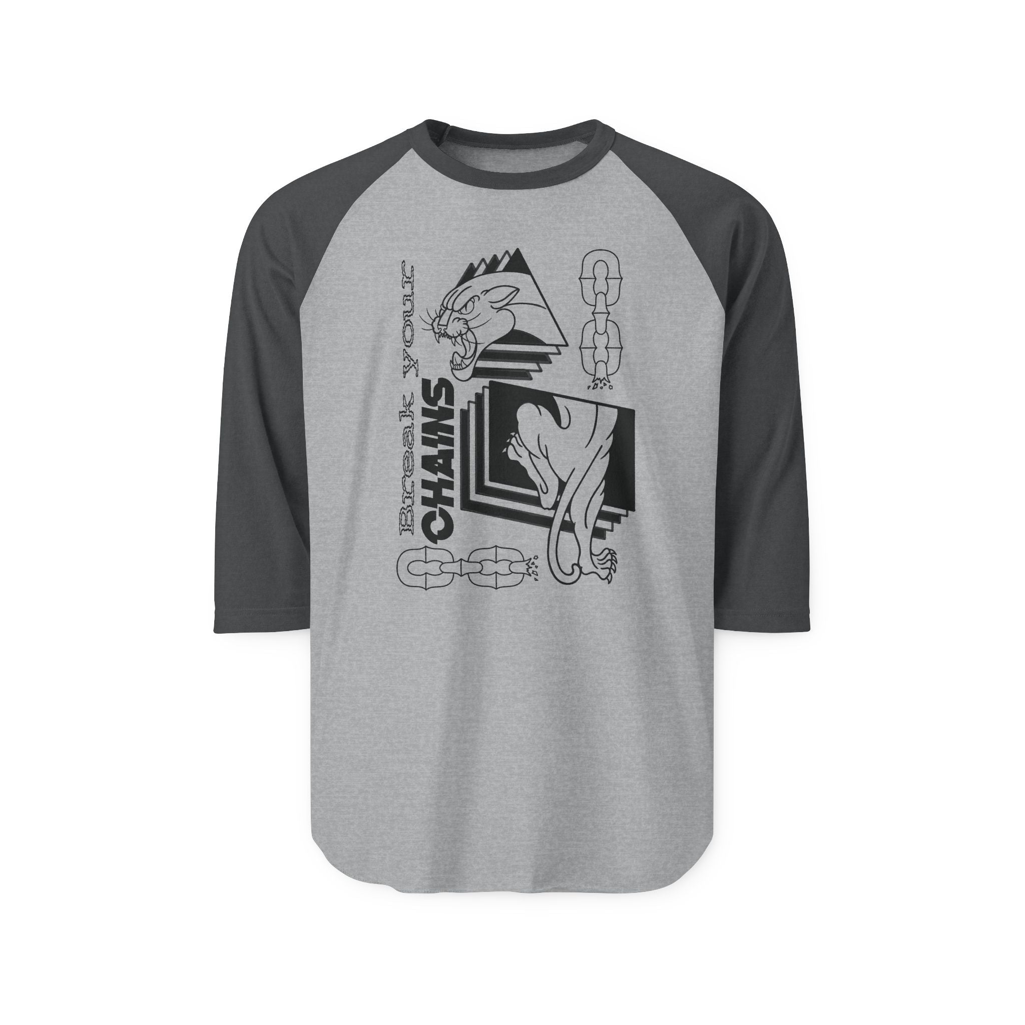 "Break Your Chains" Panther Print Unisex Three-Quarter Sleeve Raglan Shirt