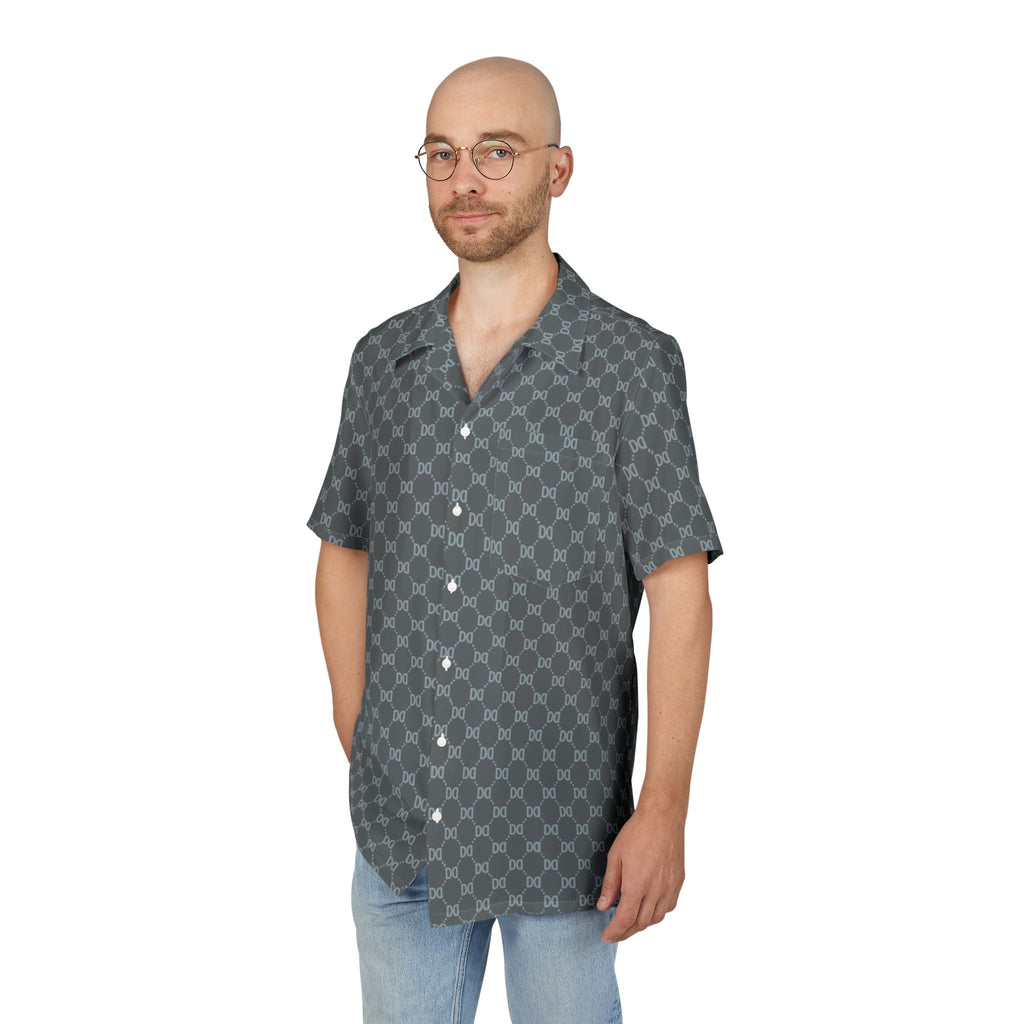 DD Monogram Print Button Up Hawaiian Shirt AOP