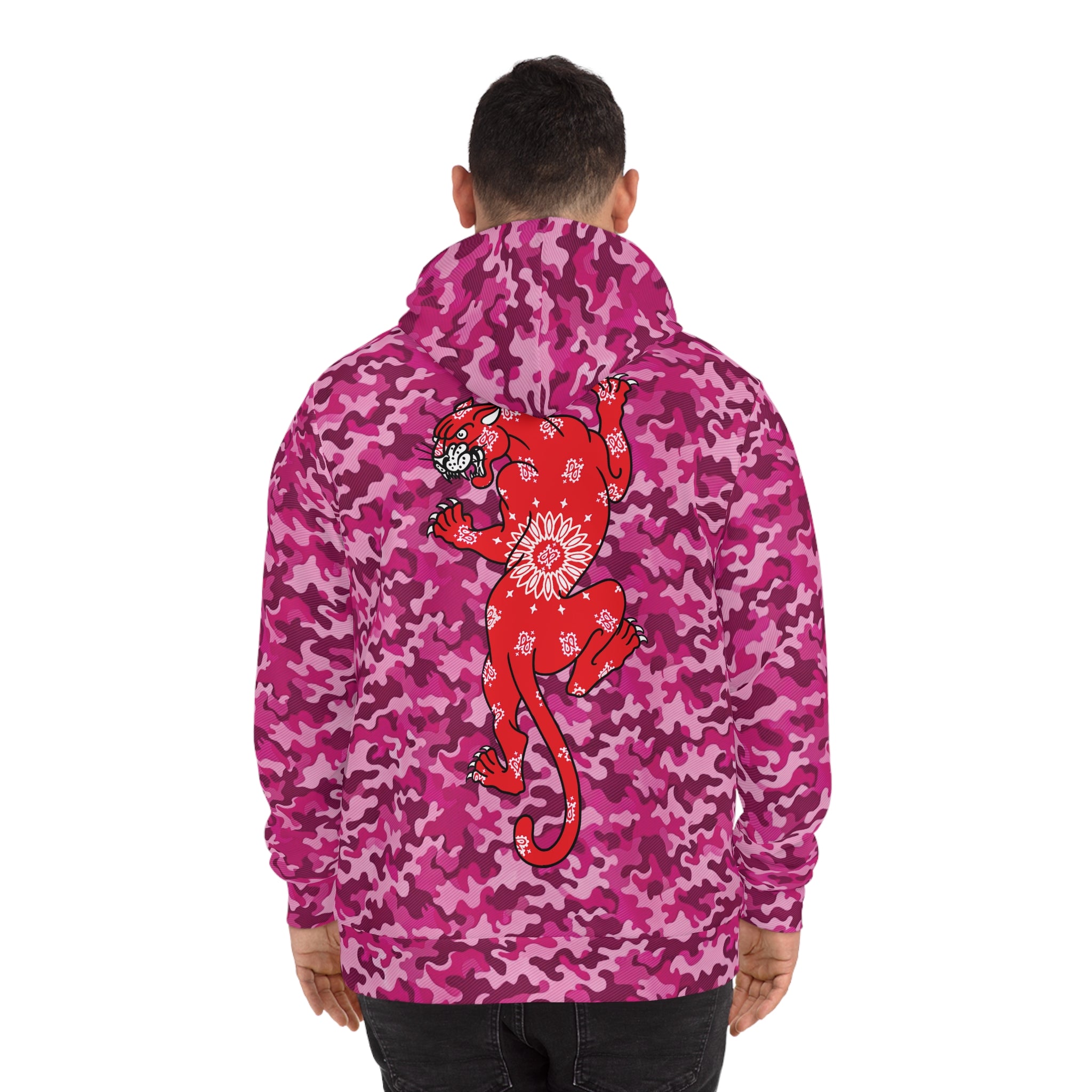 DD Box Logo W/ Climbing Bandana Panther Unisex Pink Camo Hoodie AOP