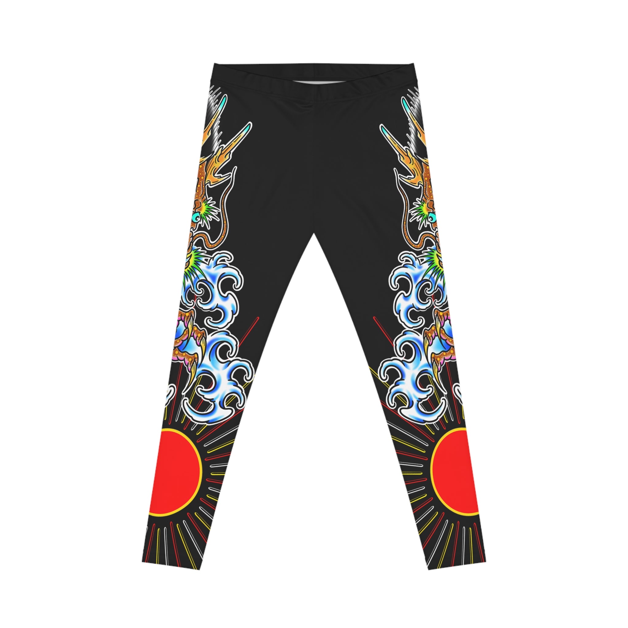 Dragon and Sun Custom Print Casual Yoga Leggings (AOP)