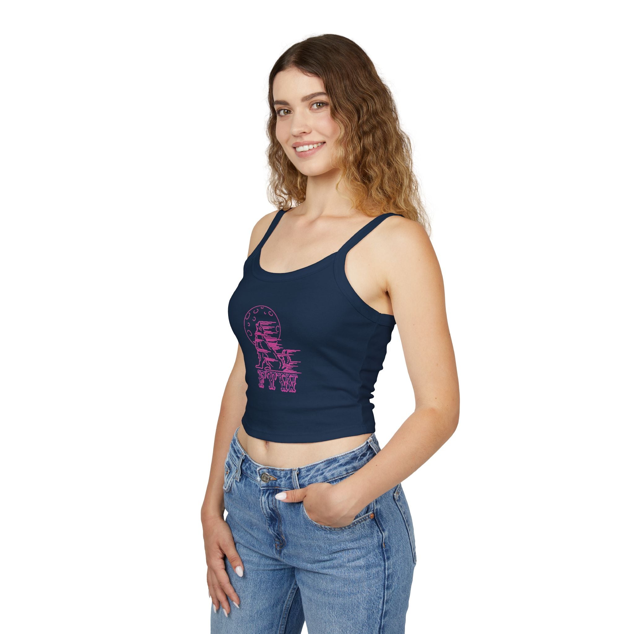 "Stay Hungry" Wolf Head Spaghetti Strap Tank Top