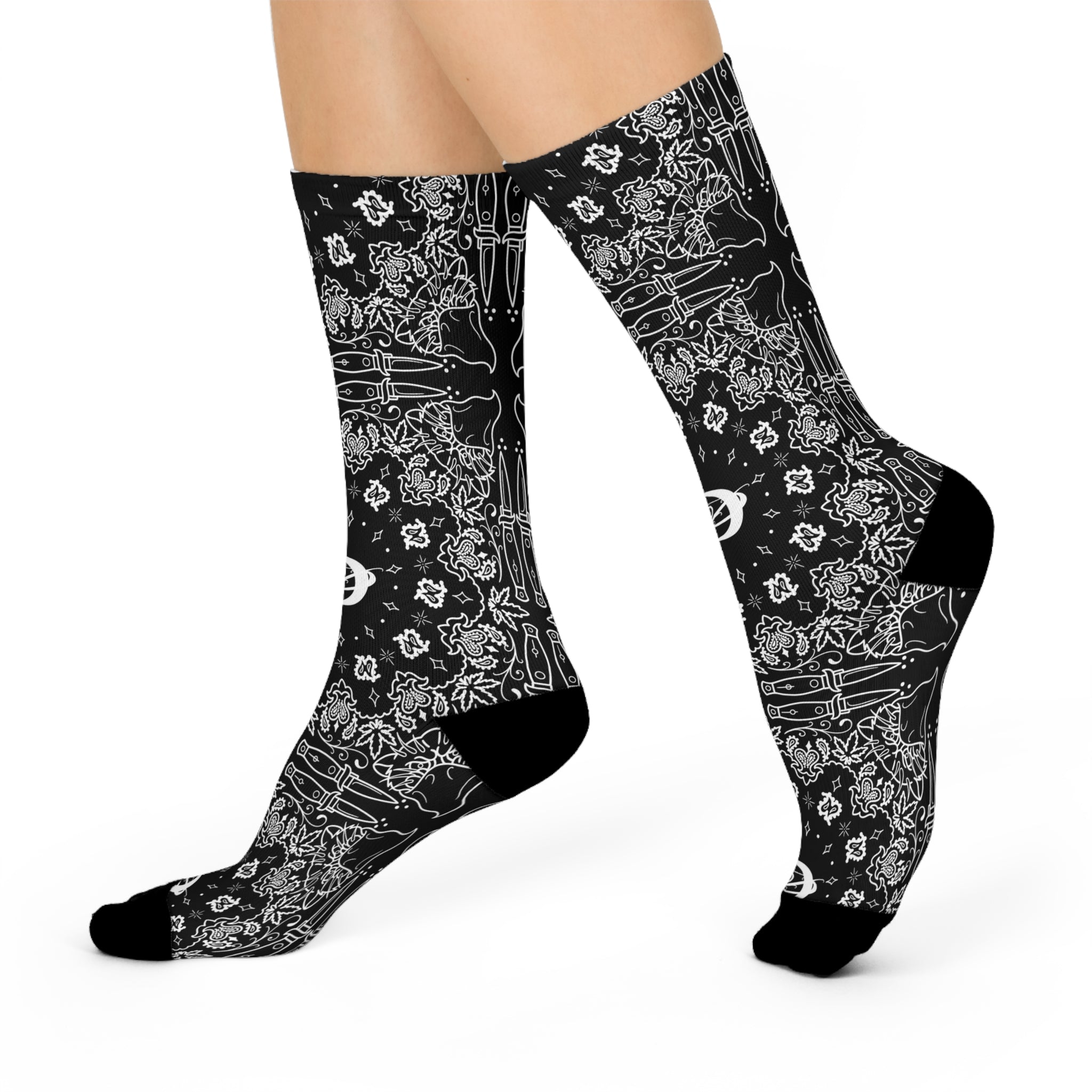 DD Custom Bandana Print Crew Socks AOP