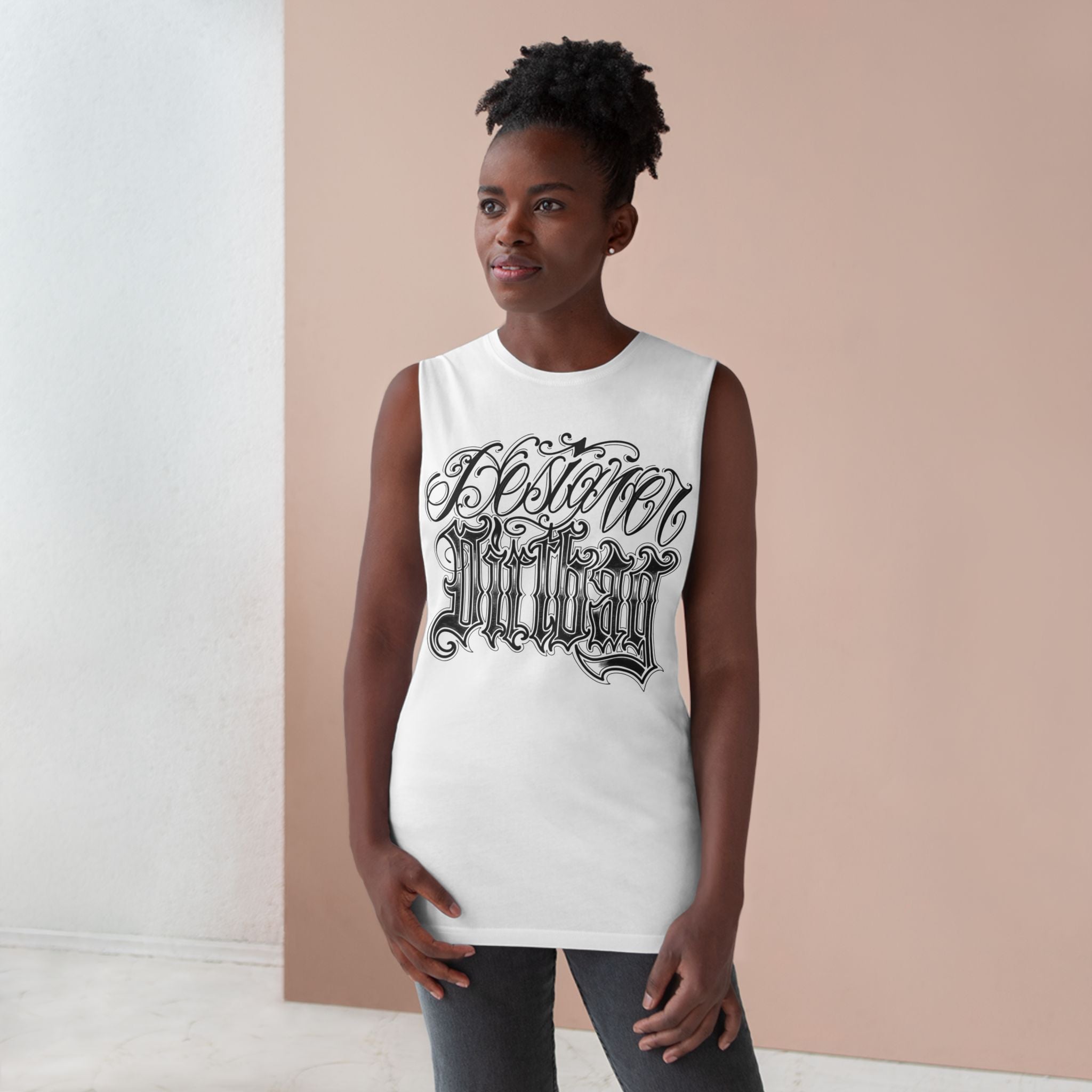 DD Custom Script Lettering w/Gothic Old English Unisex High Quality Barnard Tank