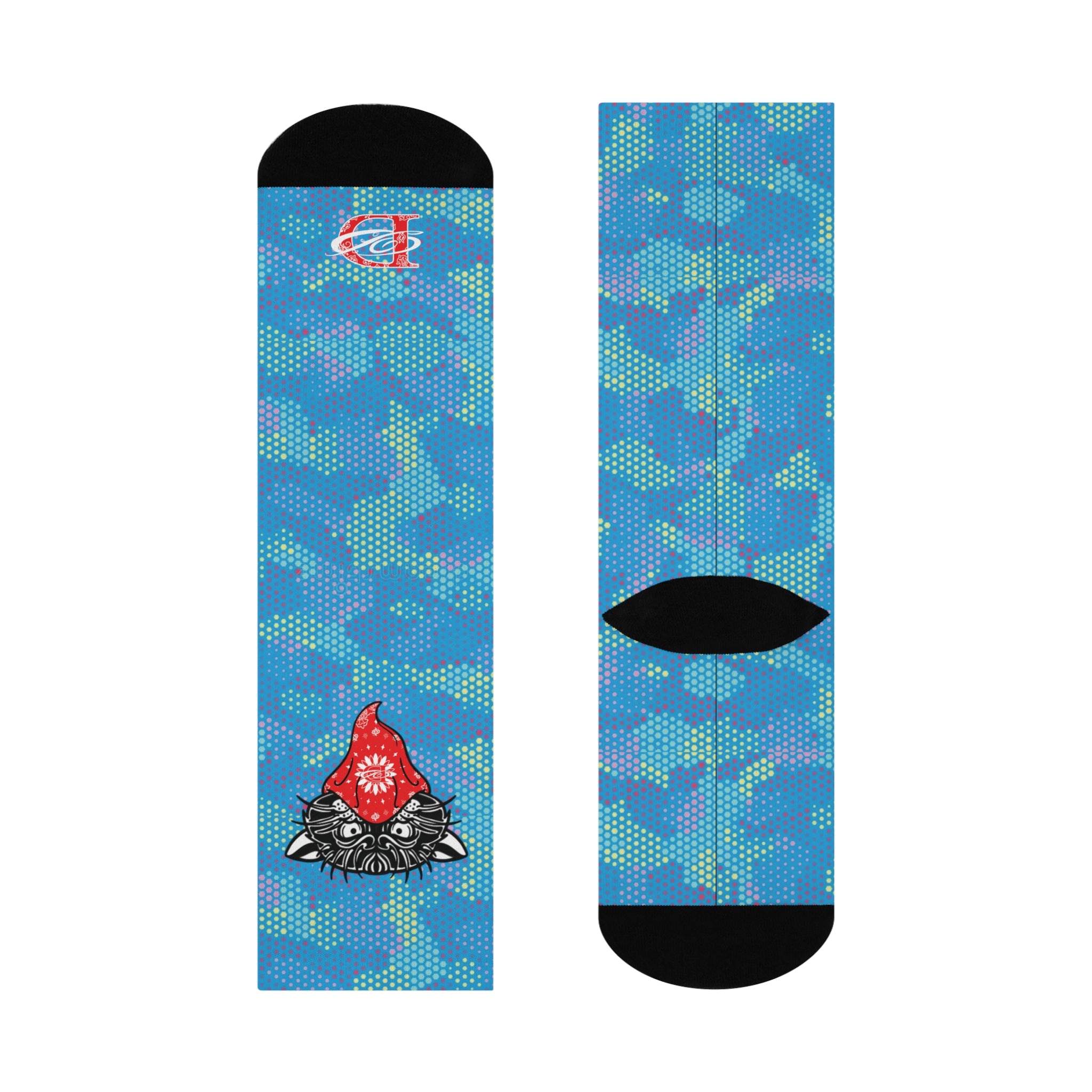 Bandito Panther Digital Hexagon Light Blue Camo Crew Socks AOP