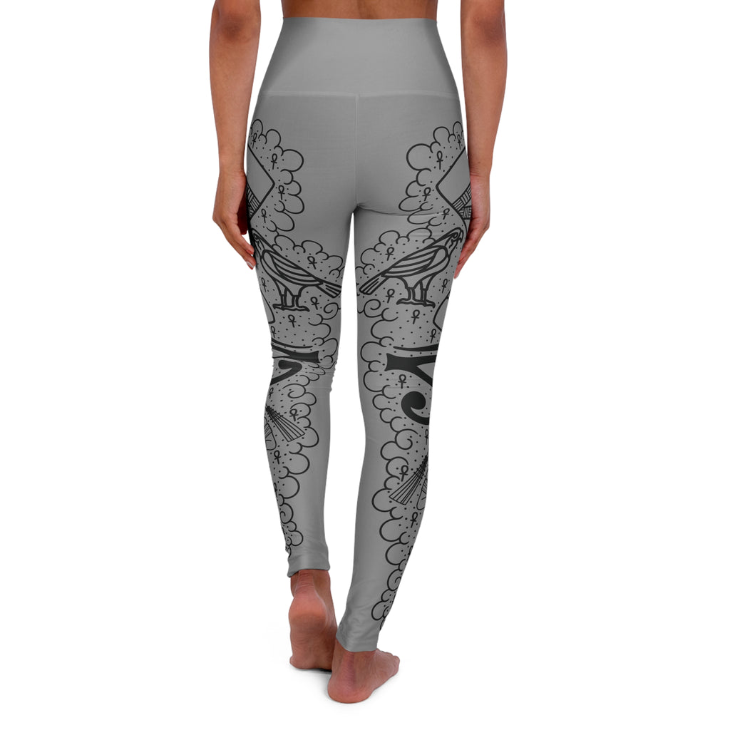 Ancient Egypt Tattoo Leg Sleeve Women's High Waisted Yoga Leggings (AOP)