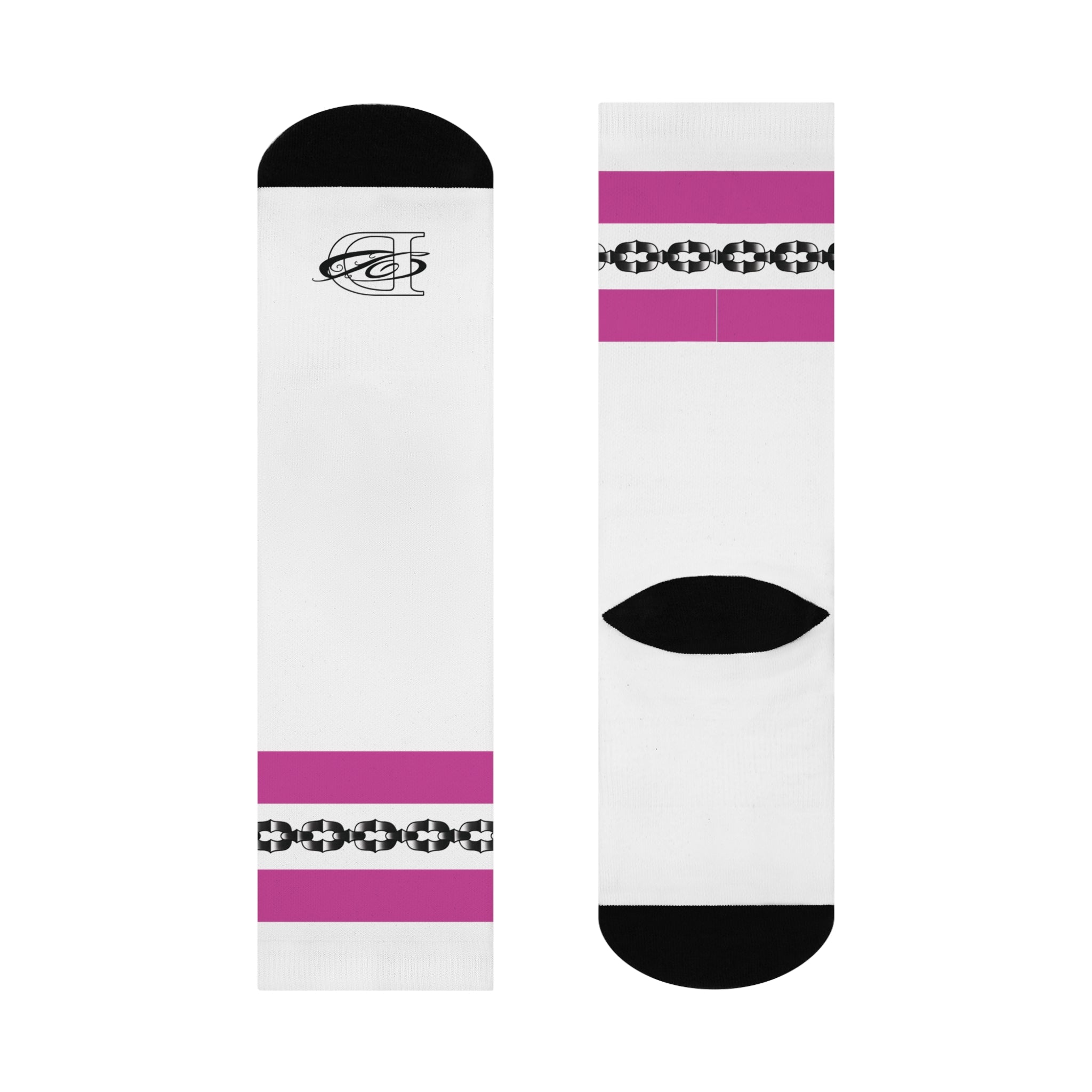 Old School Tube Sock Traditional Tattoo Chain Pattern Crew Socks AOP