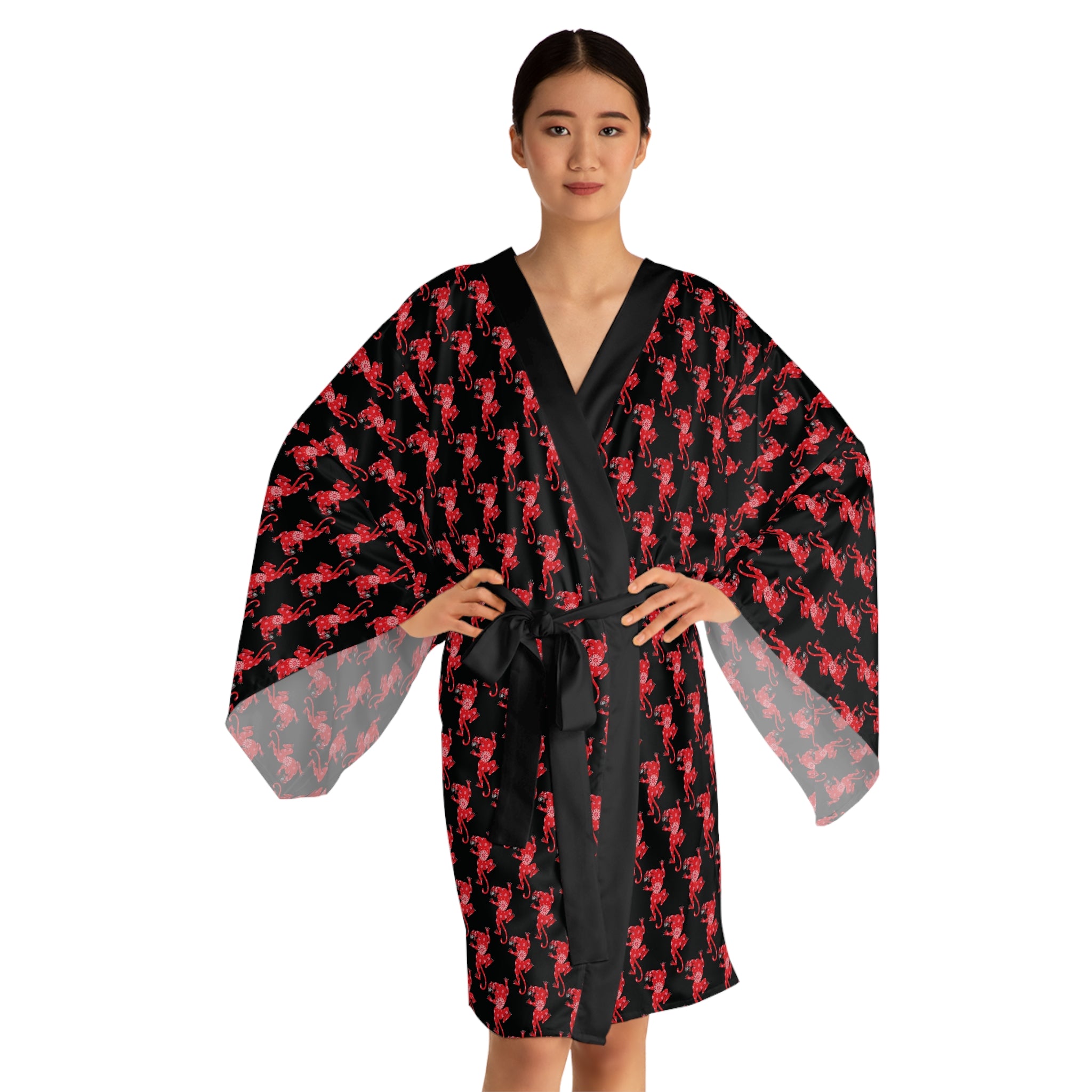 Climbing Bandana Panther Long Sleeve Kimono Robe AOP