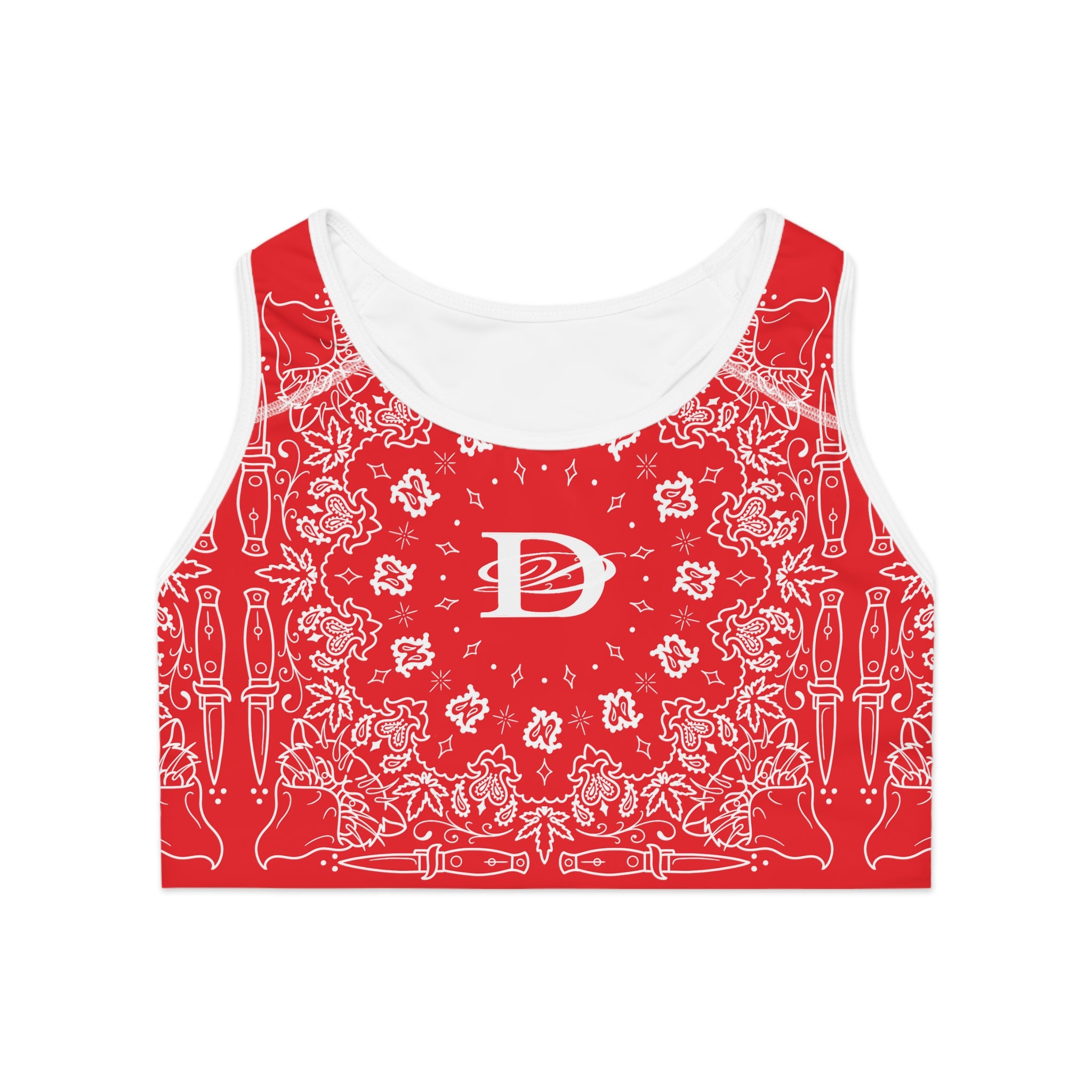 DD Custom Bandana Print  Sports Bra AOP