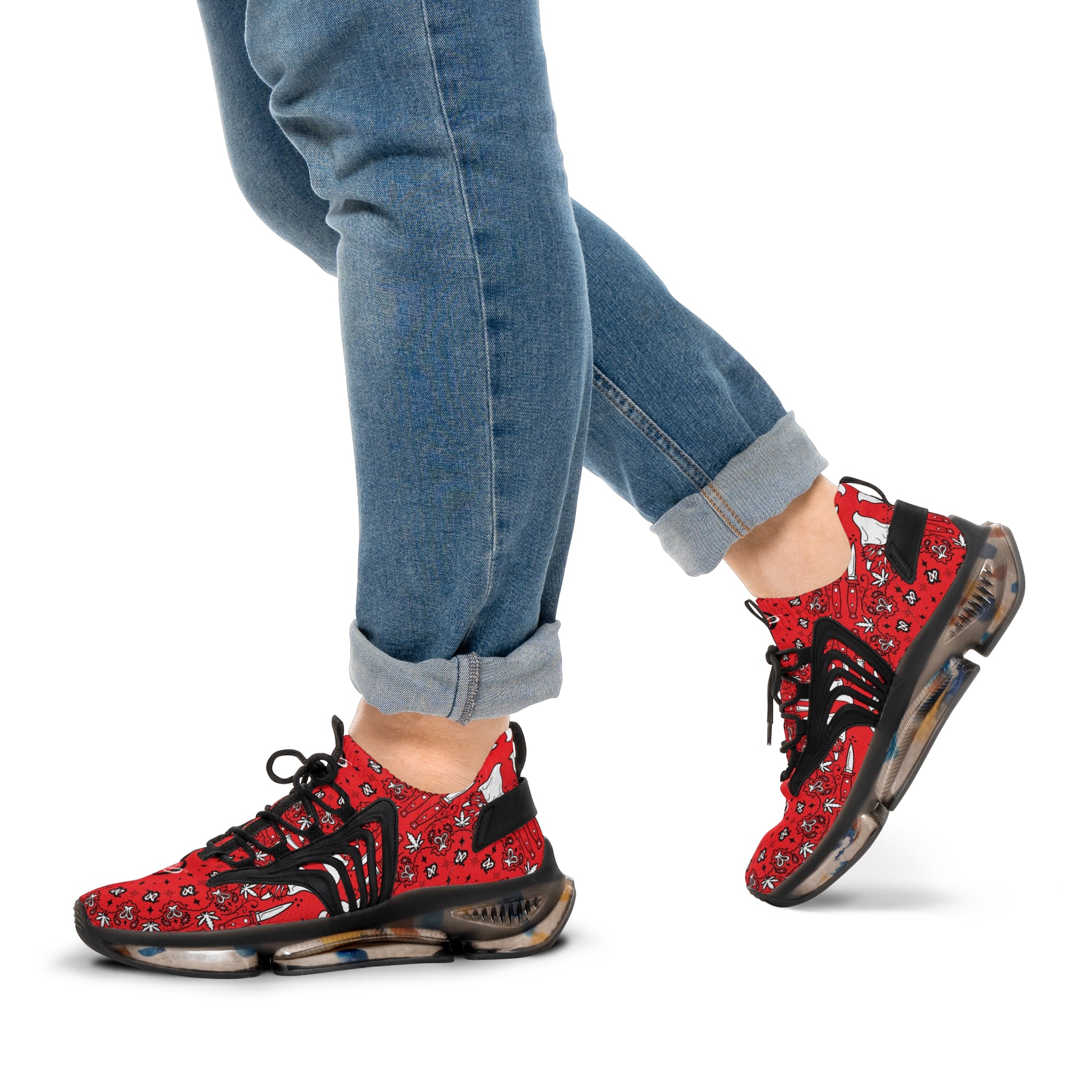 DD Custom Bandana Print Men's Mesh Sneakers AOP