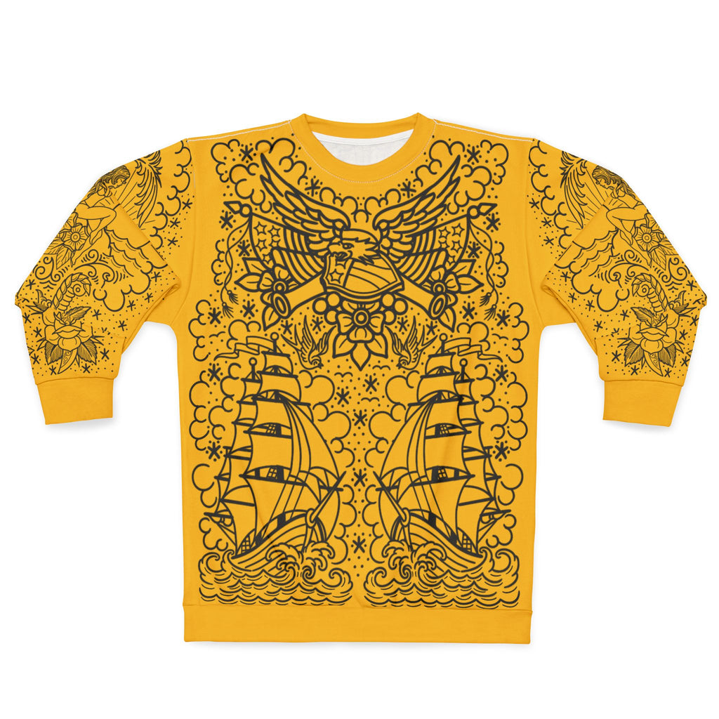 Traditional American Tattoo Body Suit Unisex Crewneck Sweatshirt AOP