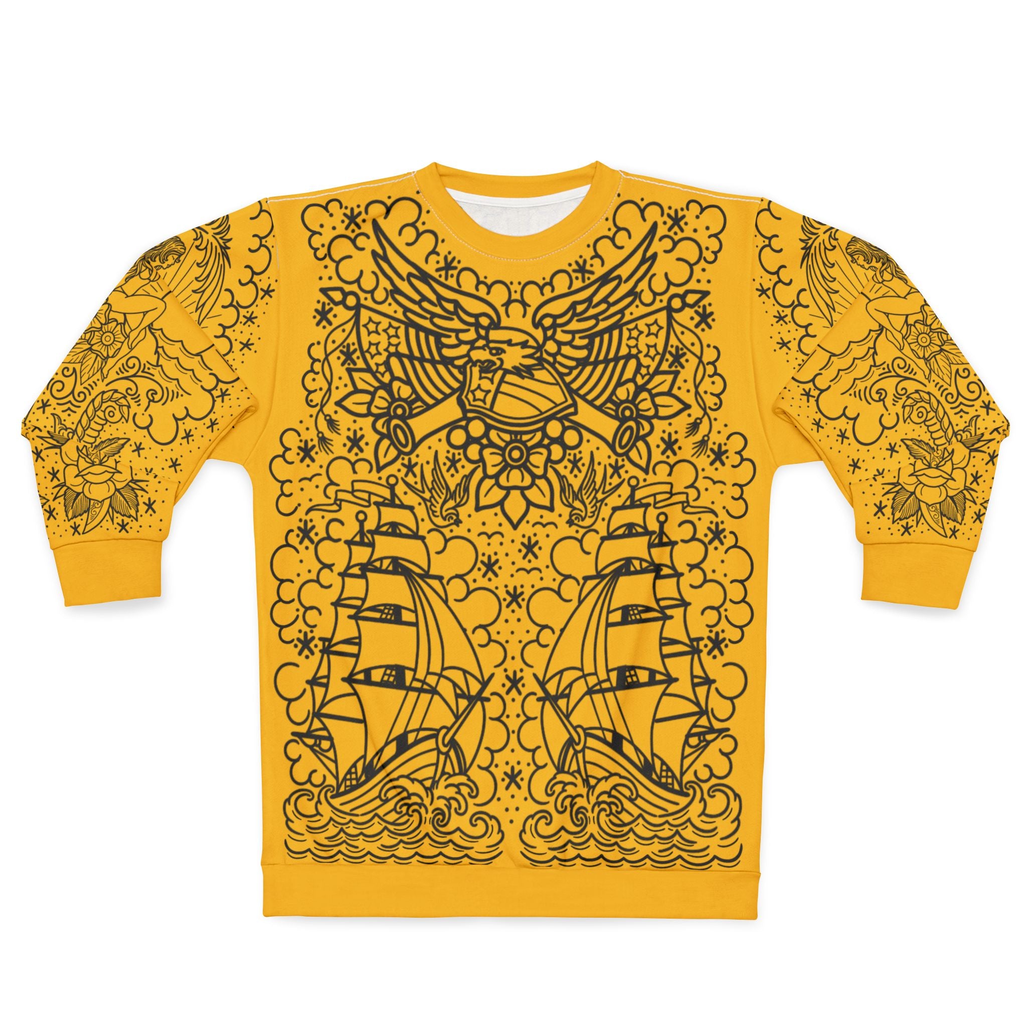 Traditional American Tattoo Body Suit Unisex Crewneck Sweatshirt AOP