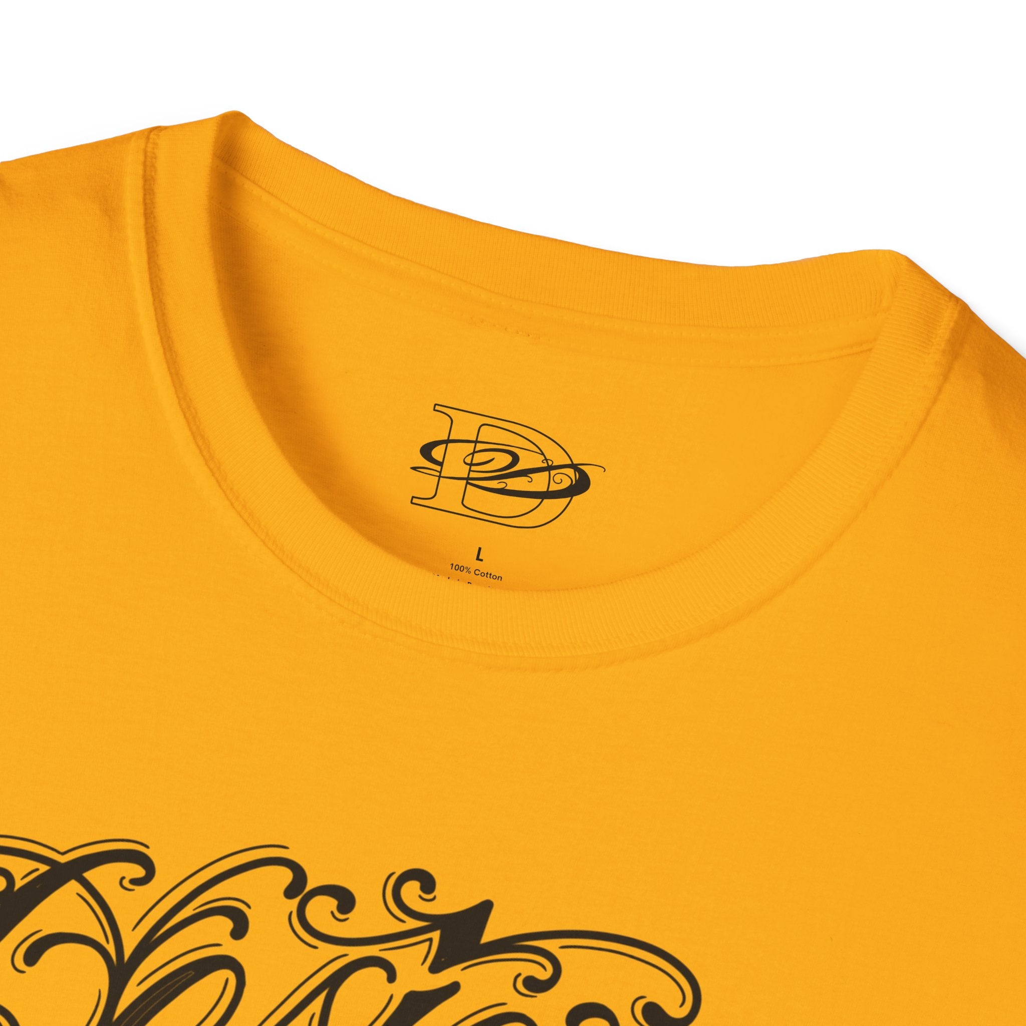 DD Custom Script Lettering w/Gothic Old English Unisex Softstyle T-Shirt