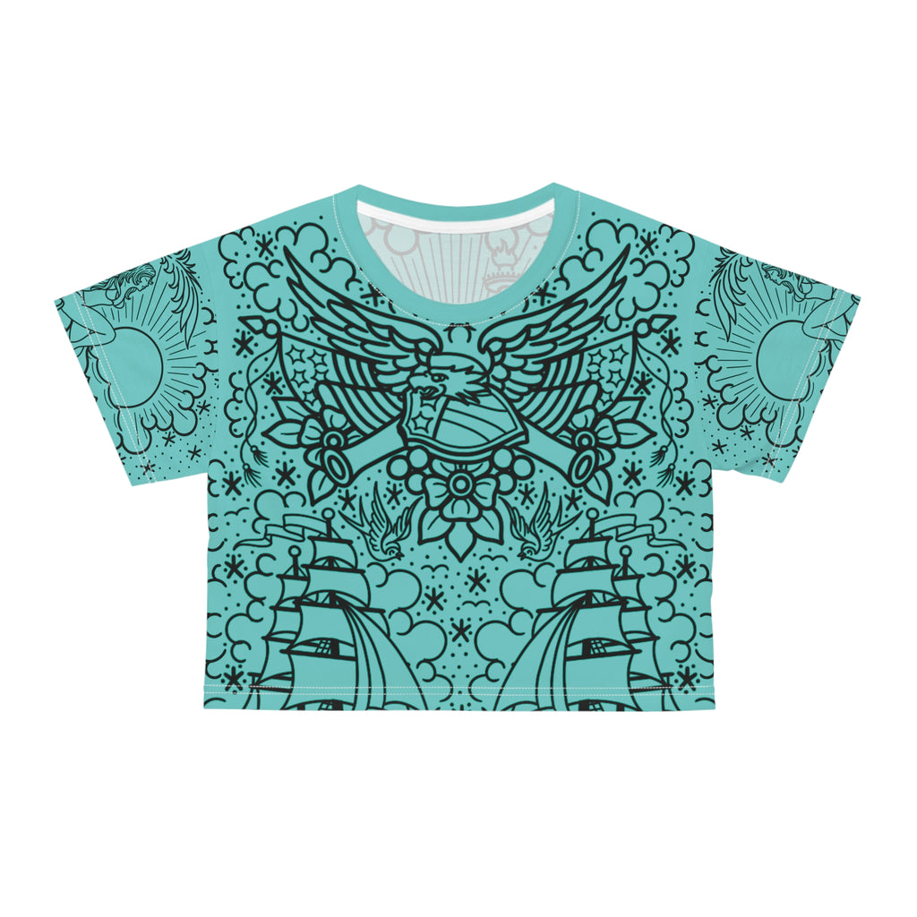 American Traditional Tattoo Body Suit Women's Crop Tee AOP
