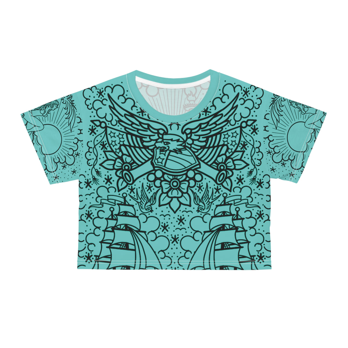 American Traditional Tattoo Body Suit Women's Crop Tee AOP