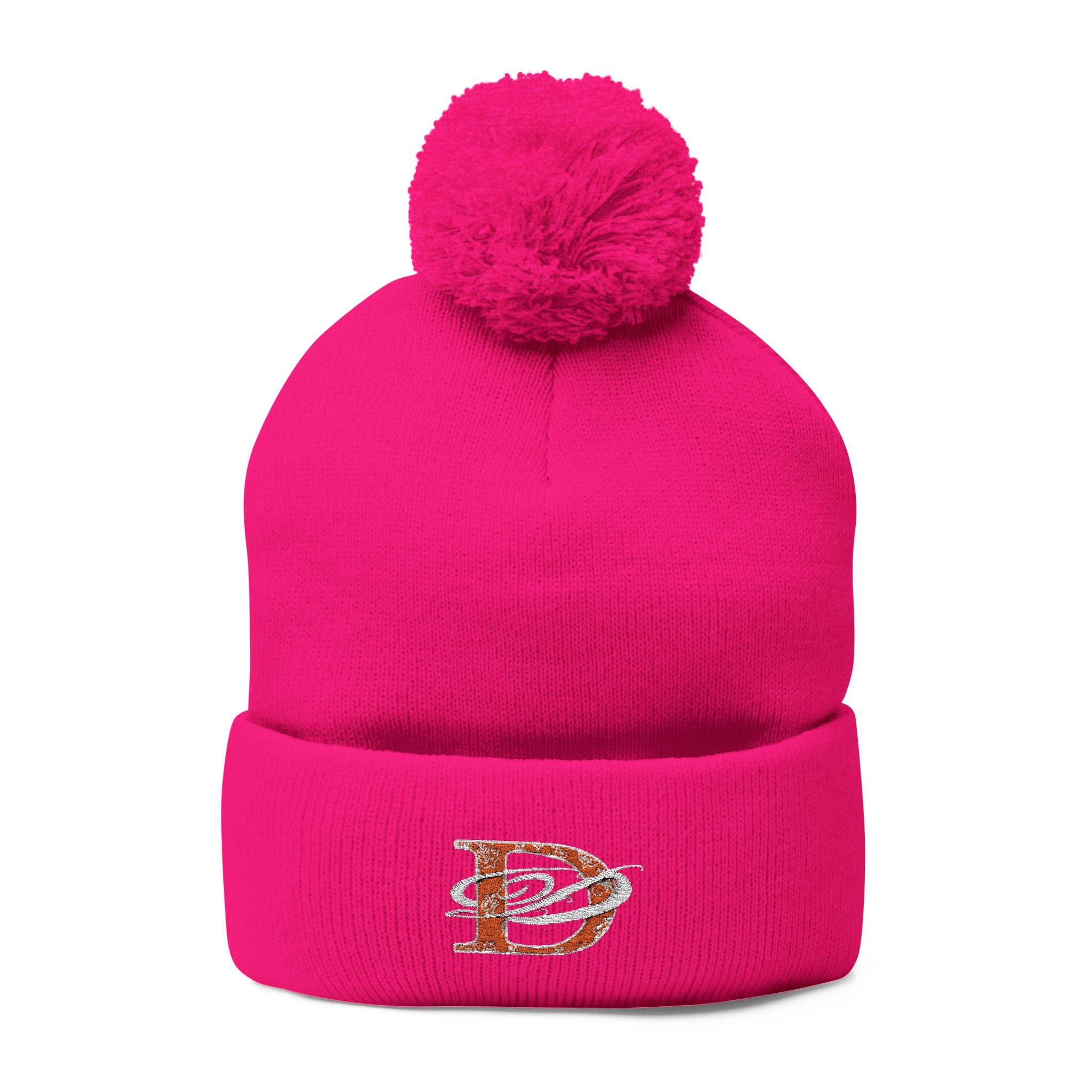 DD Bandana Logo Embroidered Pom-Pom Knit Beanie