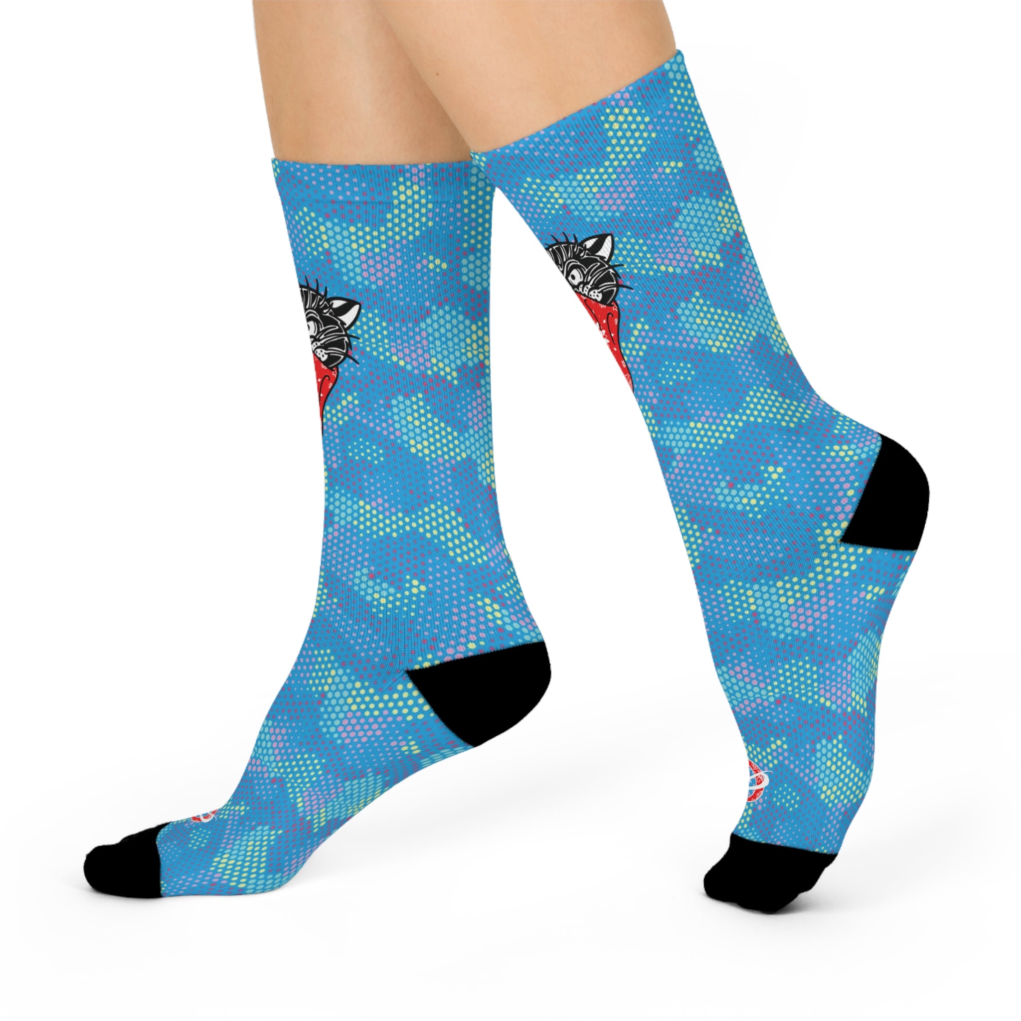 Bandito Panther Digital Hexagon Light Blue Camo Crew Socks AOP