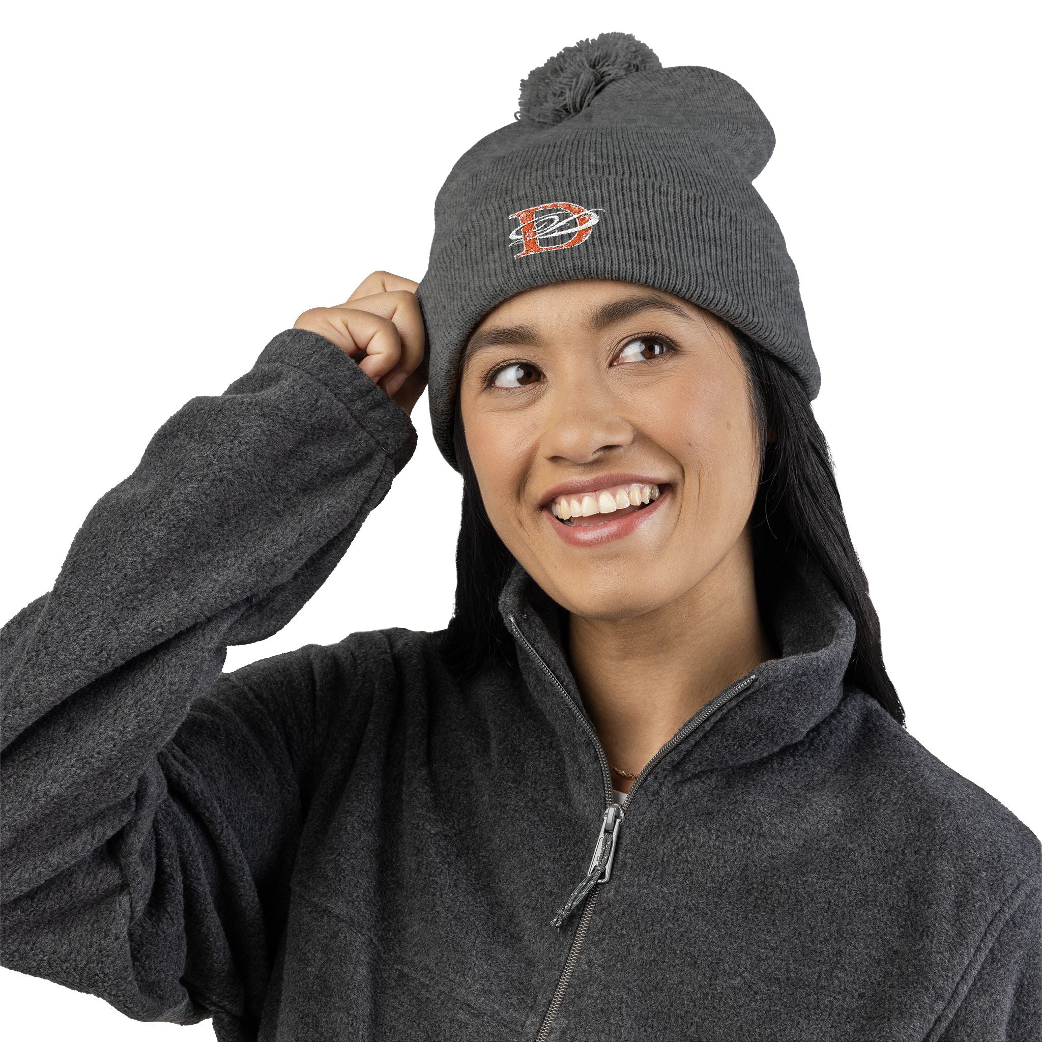 DD Bandana Logo Embroidered Pom-Pom Knit Beanie