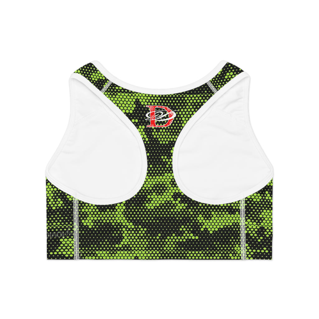 Custom Dragon W/ Lime Green Hexagon Digital Camo Sports Bra AOP