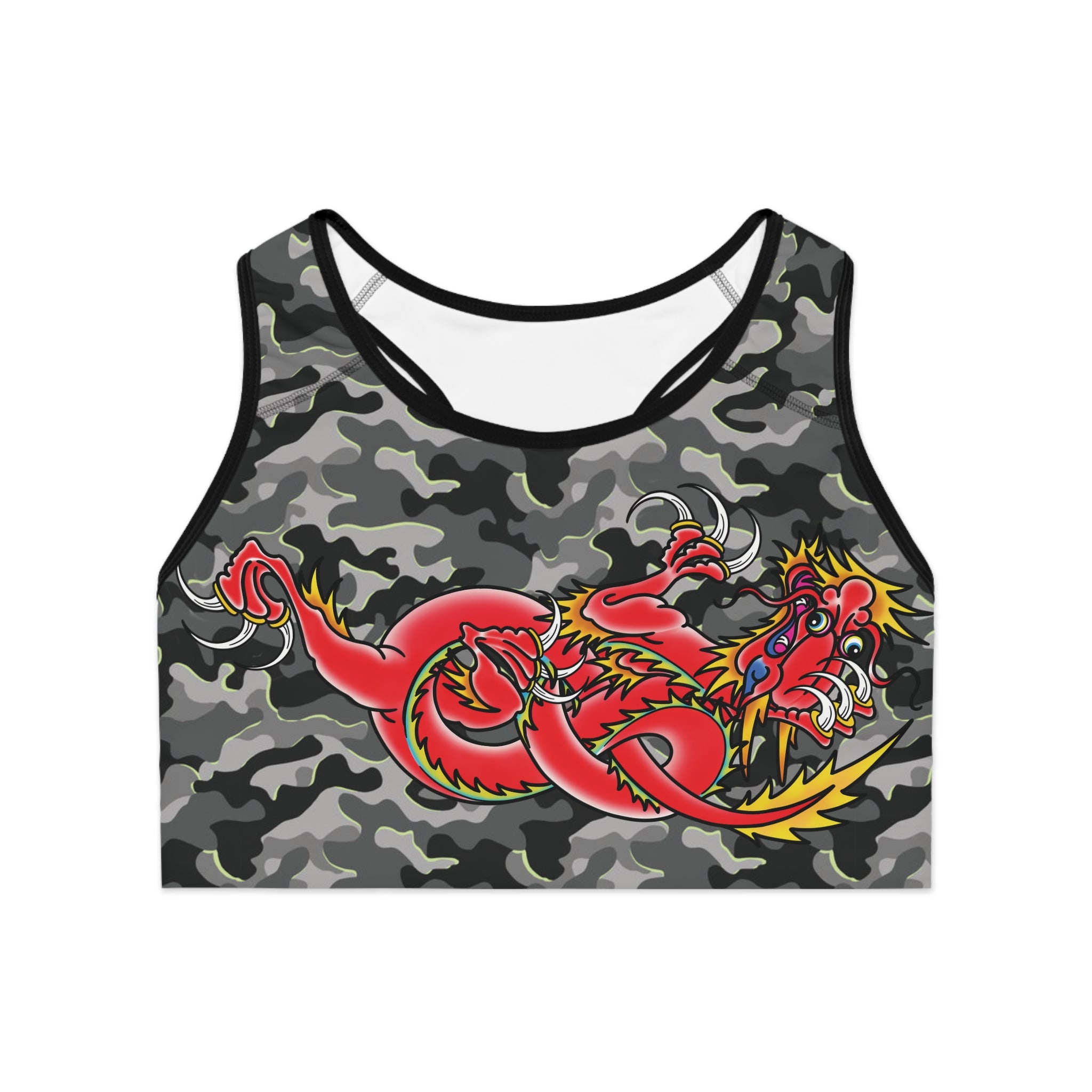 Custom Dragon Urban Camo Print Sports Bra AOP