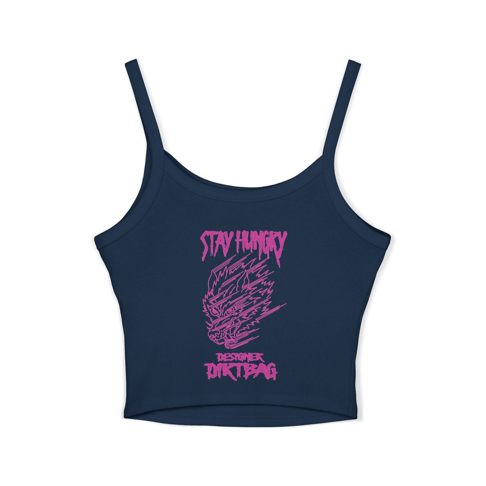 "Stay Hungry" Wolf Head Spaghetti Strap Tank Top