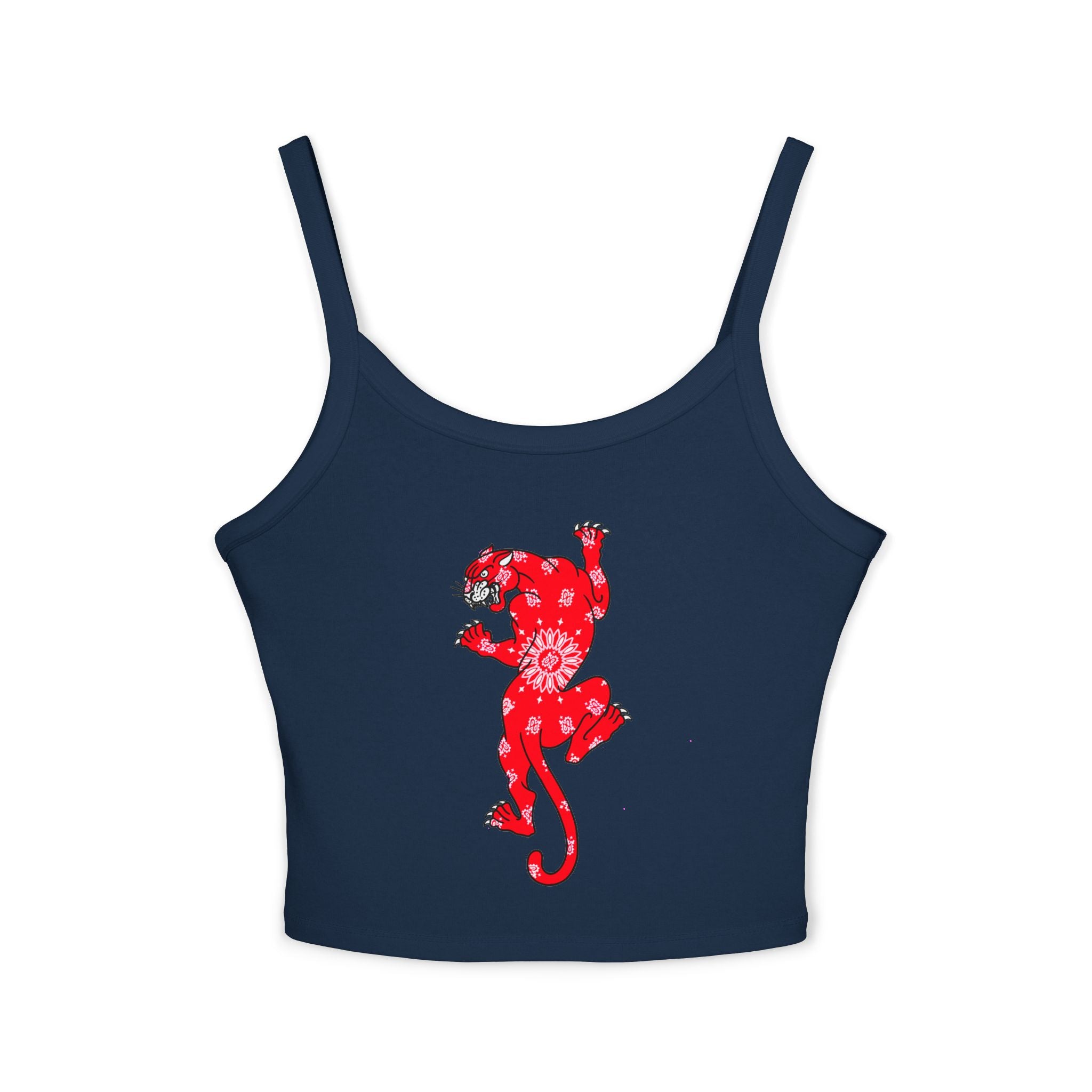 DD Climbing Panther w/Bandana Spaghetti Strap Tank Top