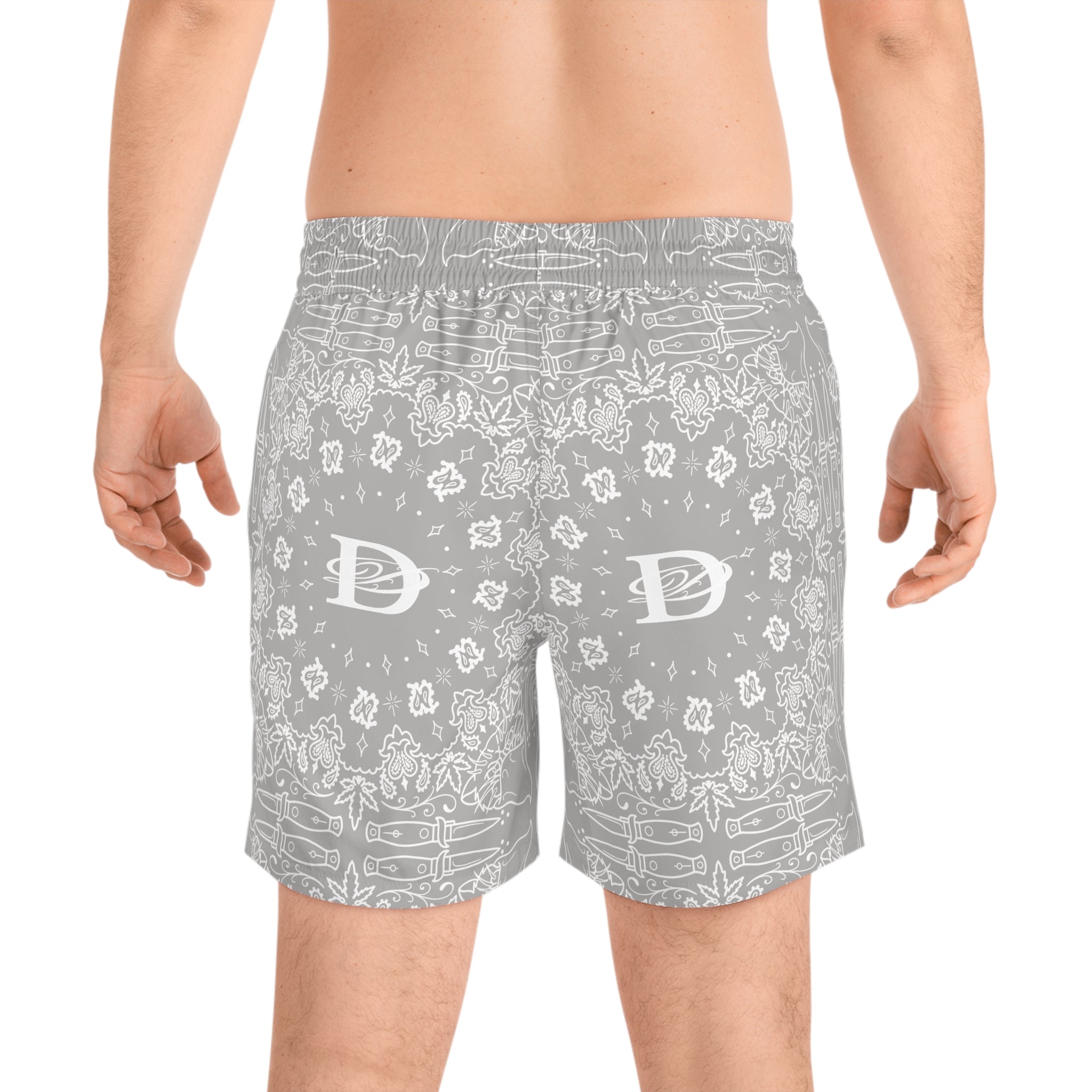 DD Custom Bandana Pattern Men's Mid-Length Swim Shorts AOP