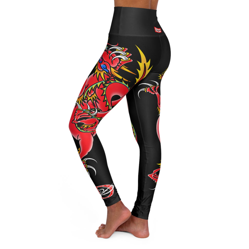 Custom Dragon Print High Waisted Leggings AOP