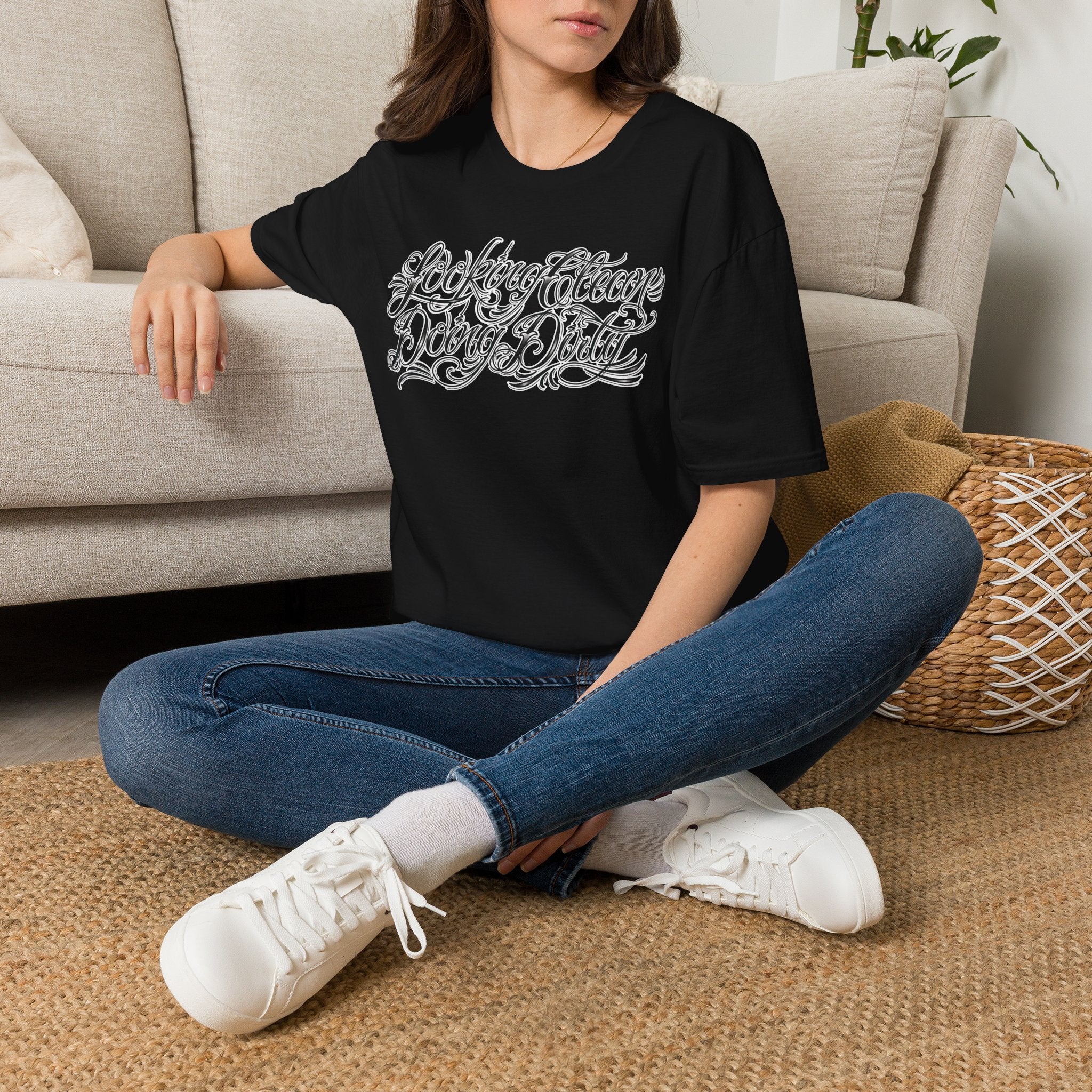 "Looking Clean, Doing Dirty" Tattoo Script Softstyle Unisex T-Shirt