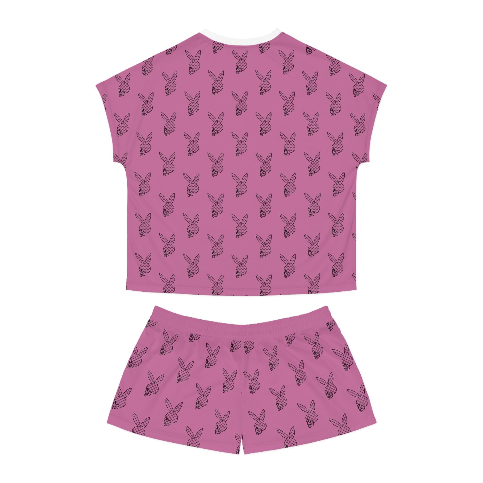 DD Custom Monogram Bunny Skull Women's Pajama Set AOP