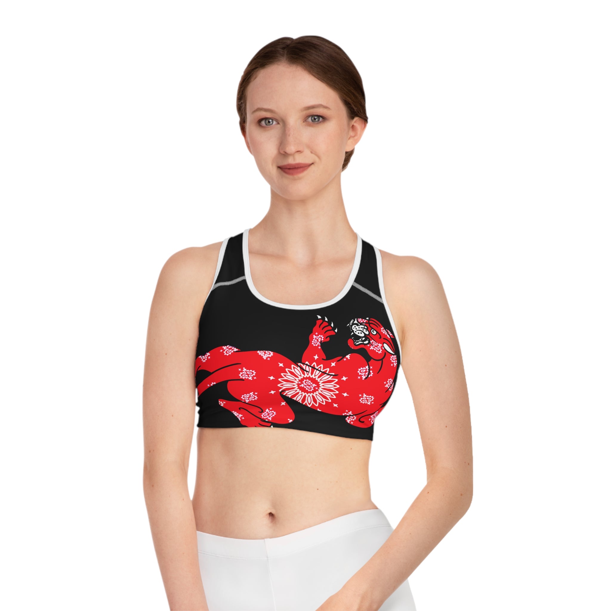 DD Climbing Panther W/Bandana Print Sports Bra