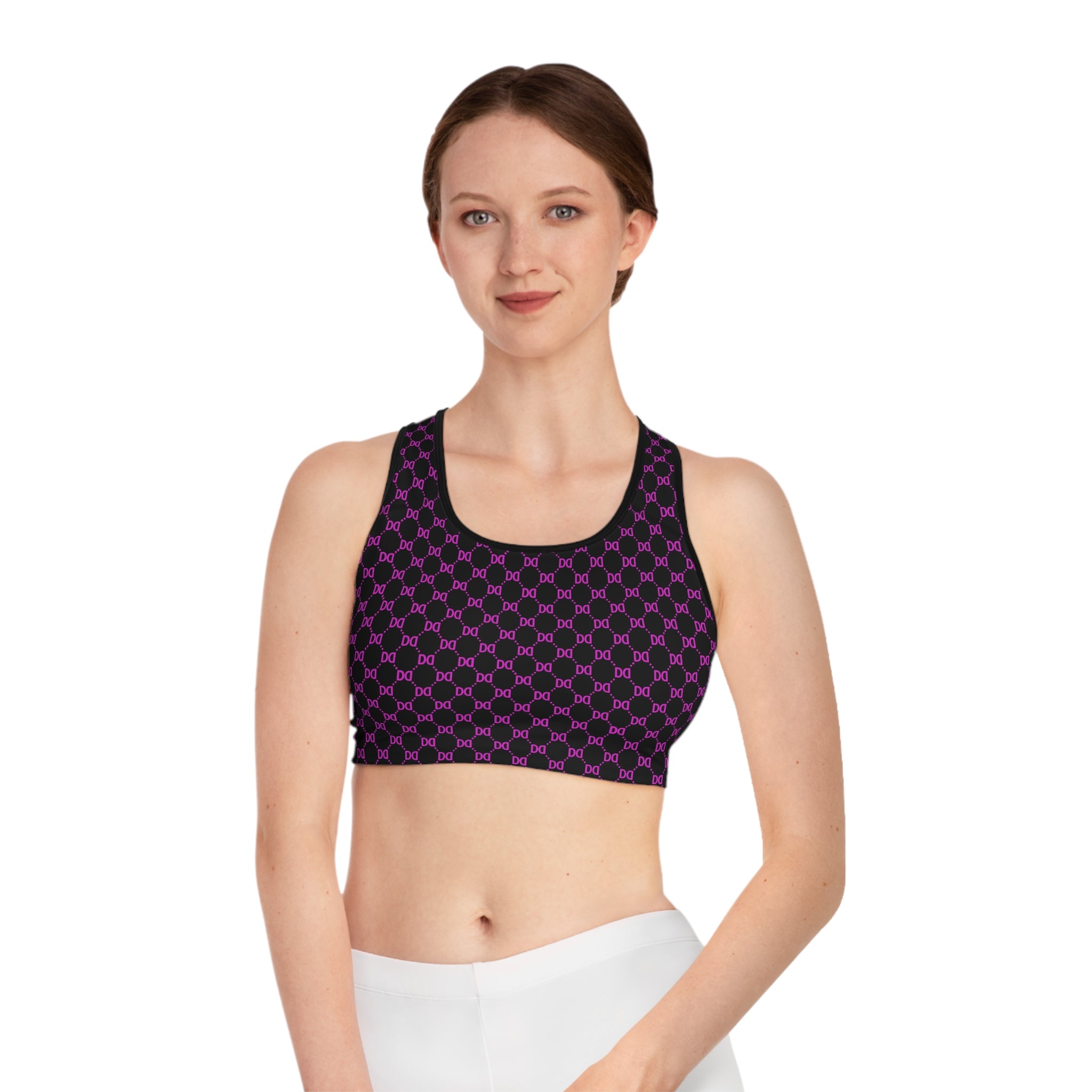 DD Monogram Pattern Sports Bra | Workout Top, Athleisure, Tattoo, Urban Fashion, Designer, Streetwear