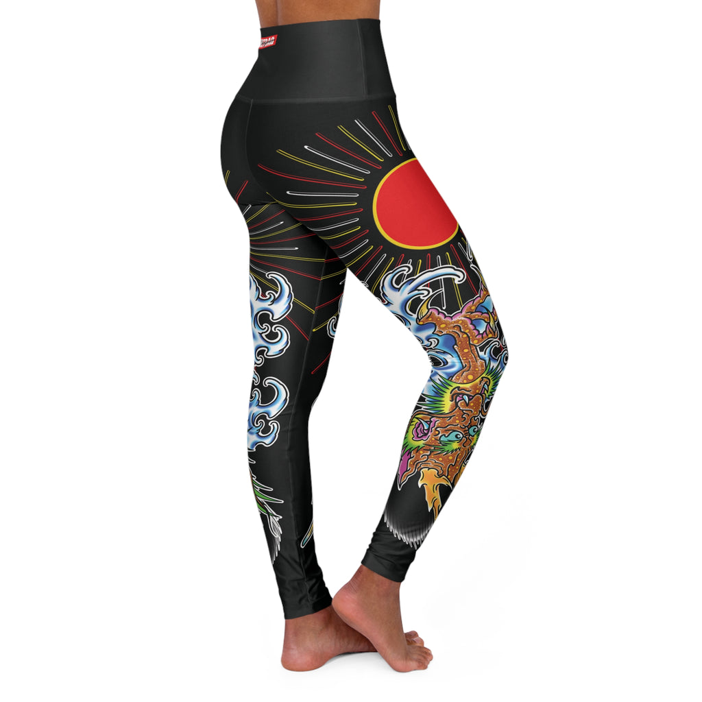 Dragon and Sun Custom Print High Waisted Yoga Leggings (AOP)