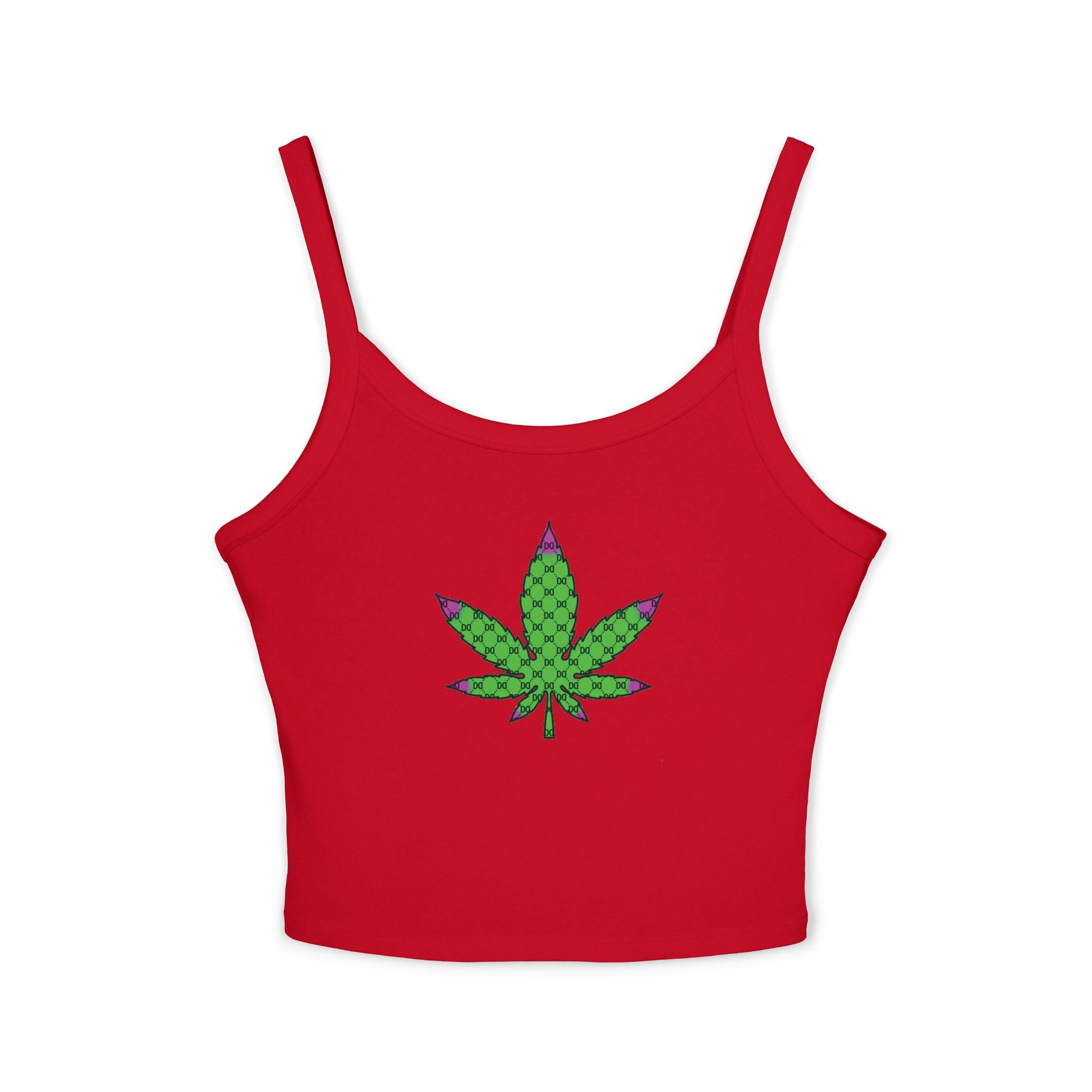 Cannabis Leaf w/DD Monogram Spaghetti Strap Tank Top