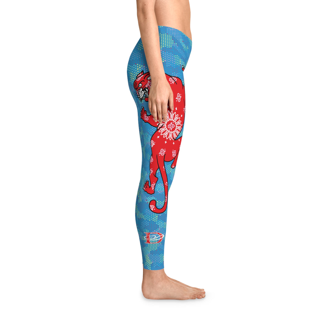 Climbing Bandana Panther Stretchy Light Blue Digital Hexagon Camo Leggings