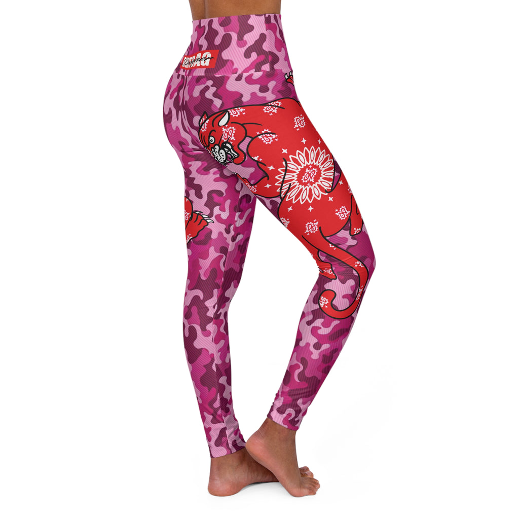 Climbing Bandana Panther Pink Camo High Waisted Leggings AOP