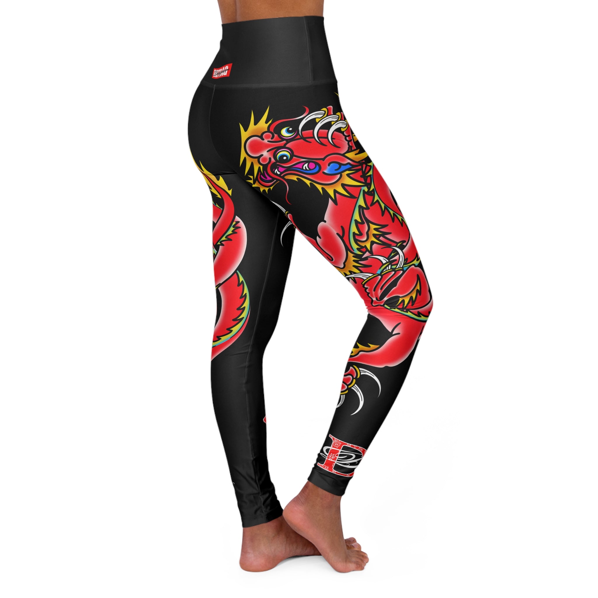 Custom Dragon Print High Waisted Leggings AOP