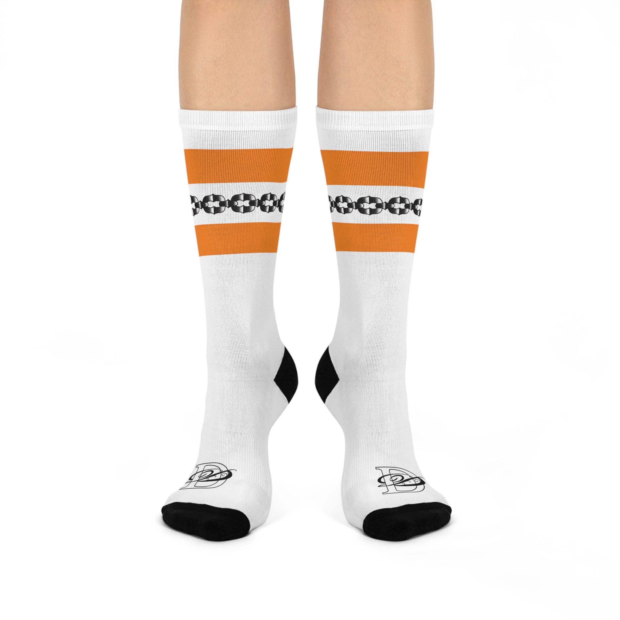 Old School Tube Sock Traditional Tattoo Chain Pattern Crew Socks AOP