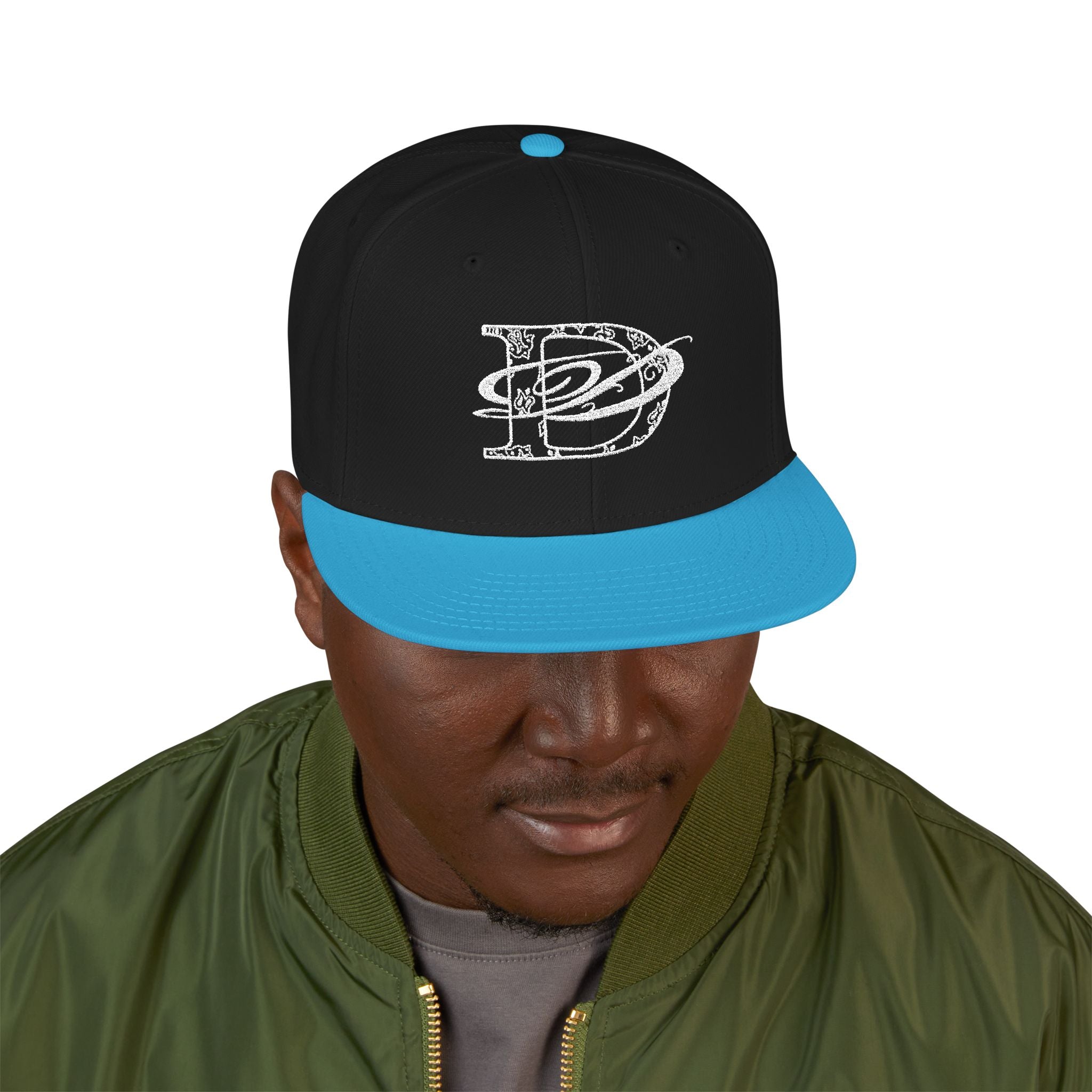 DD Bandana Print Embroidered Flat Billed Snapback Cap | Streetwear, Urban Fashion, Tattoo, Bandana, Designer