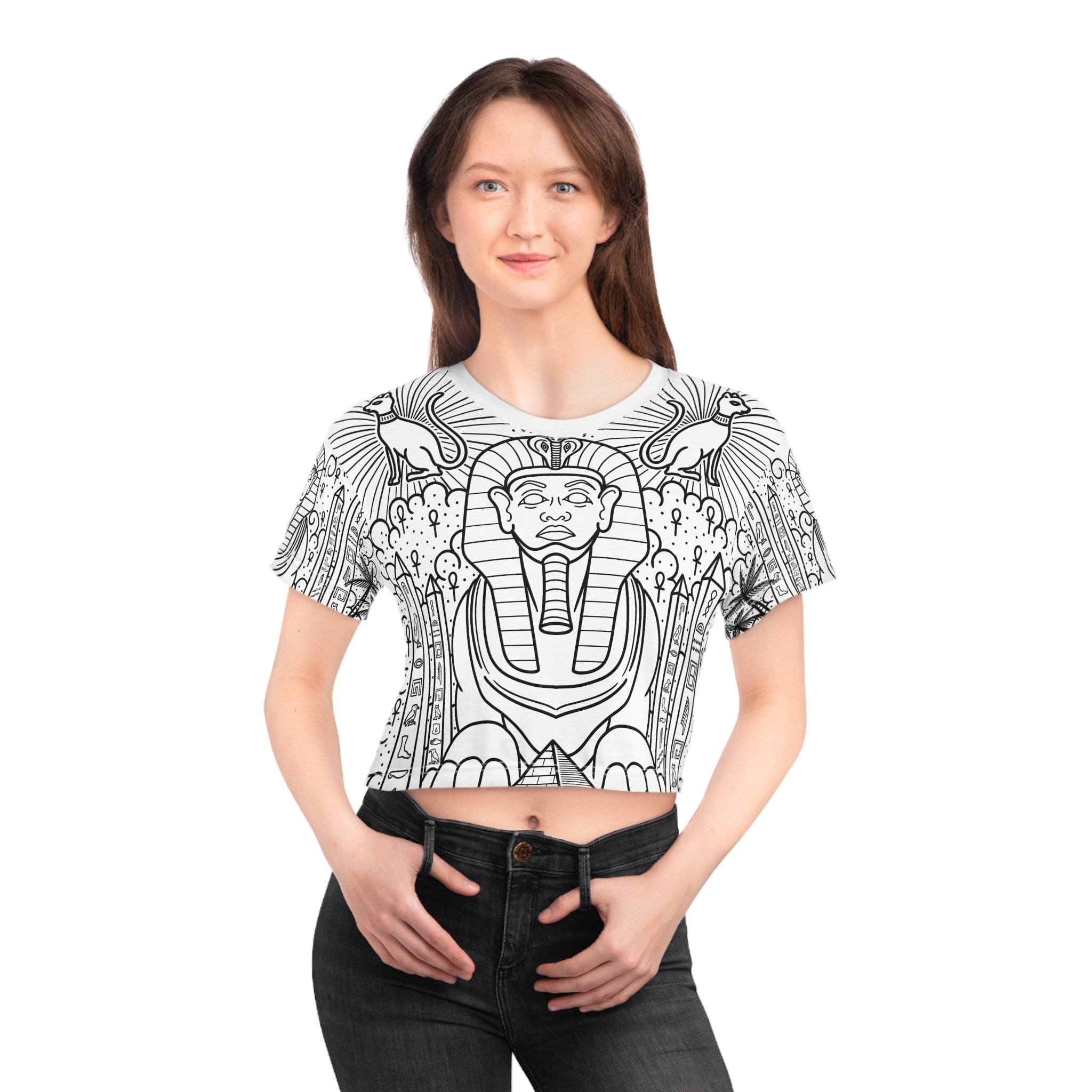 Egyptian Body Suit Tattoo Women's Crop Tee AOP