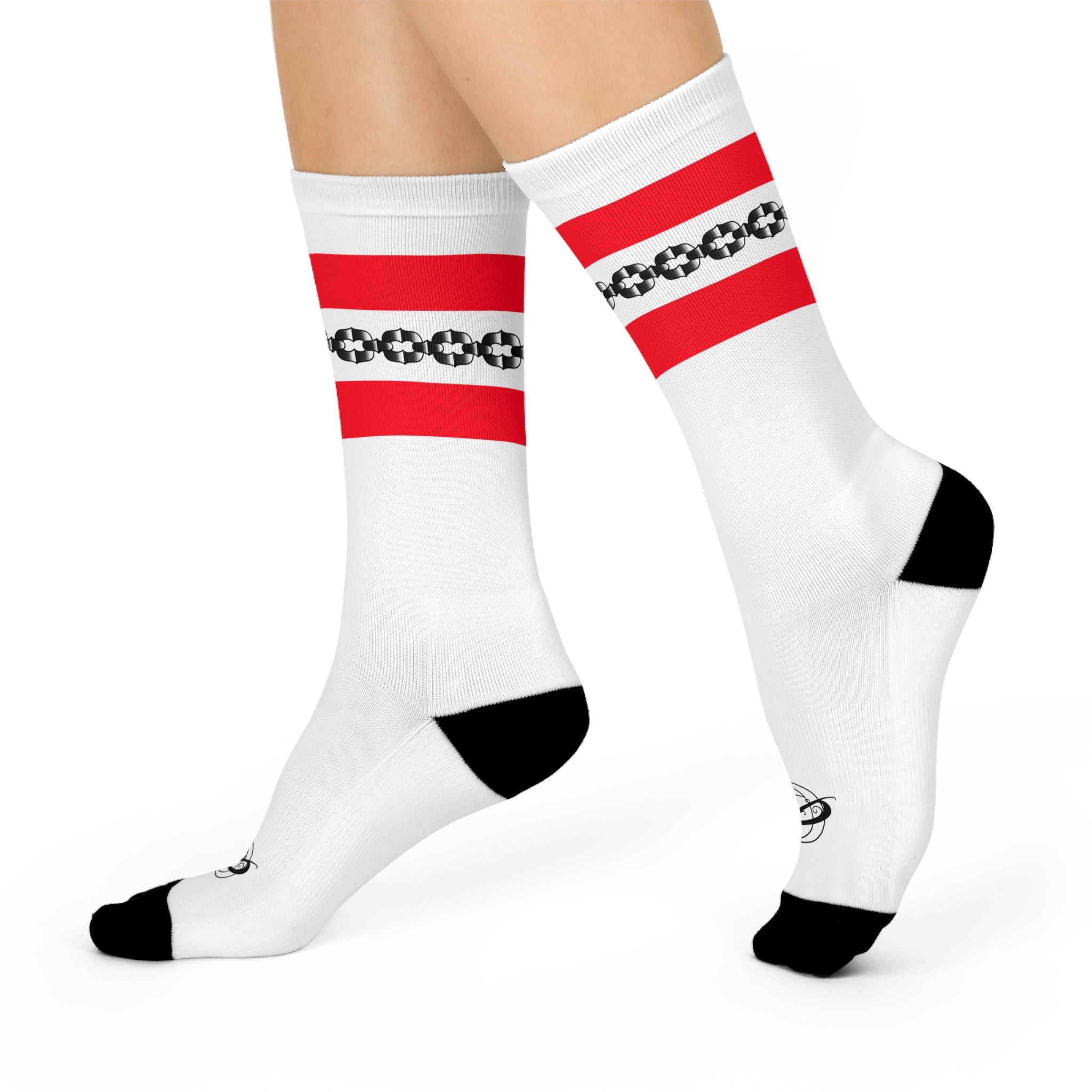 Old School Tube Sock Traditional Tattoo Chain Pattern Crew Socks AOP