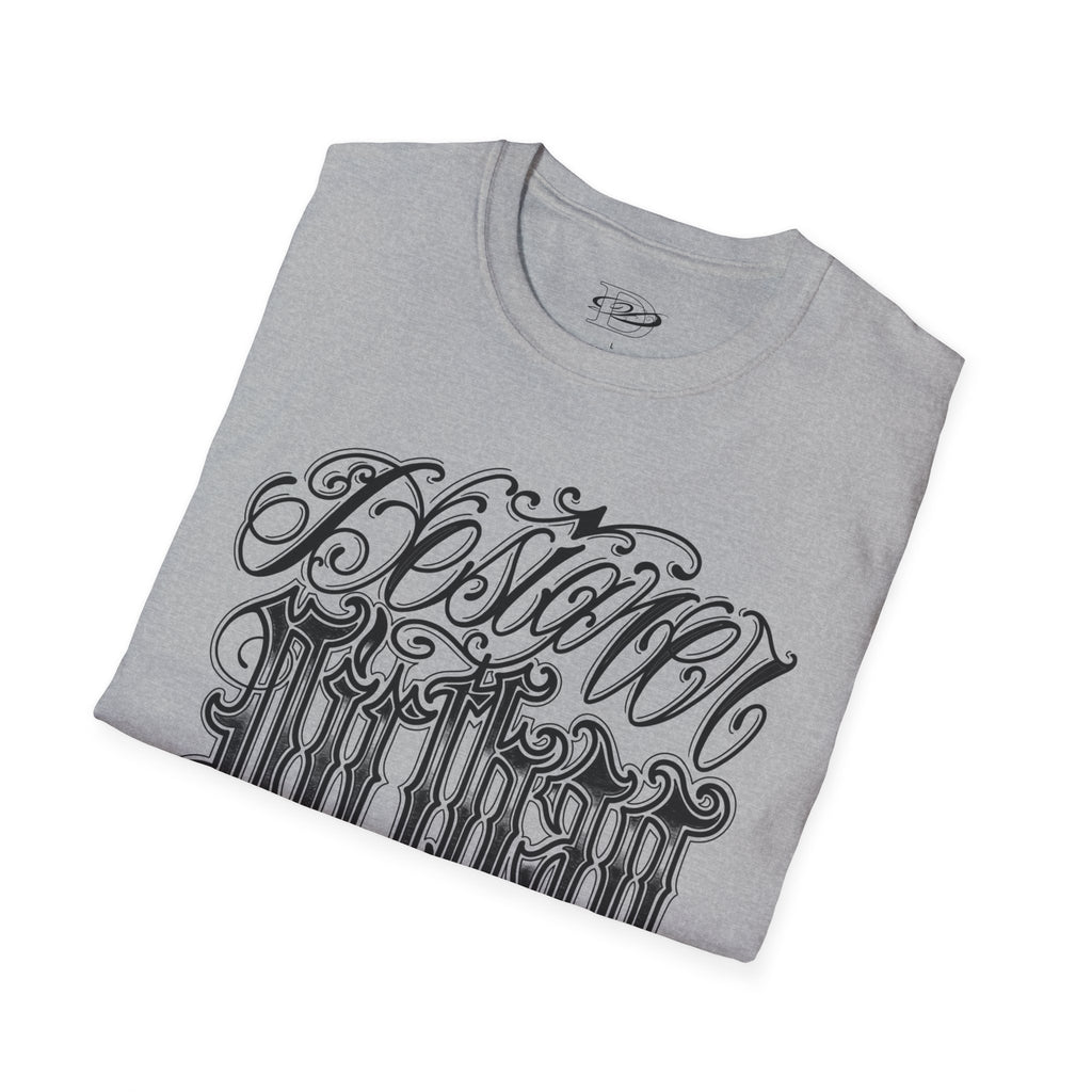 DD Custom Script Lettering w/Gothic Old English Unisex Softstyle T-Shirt