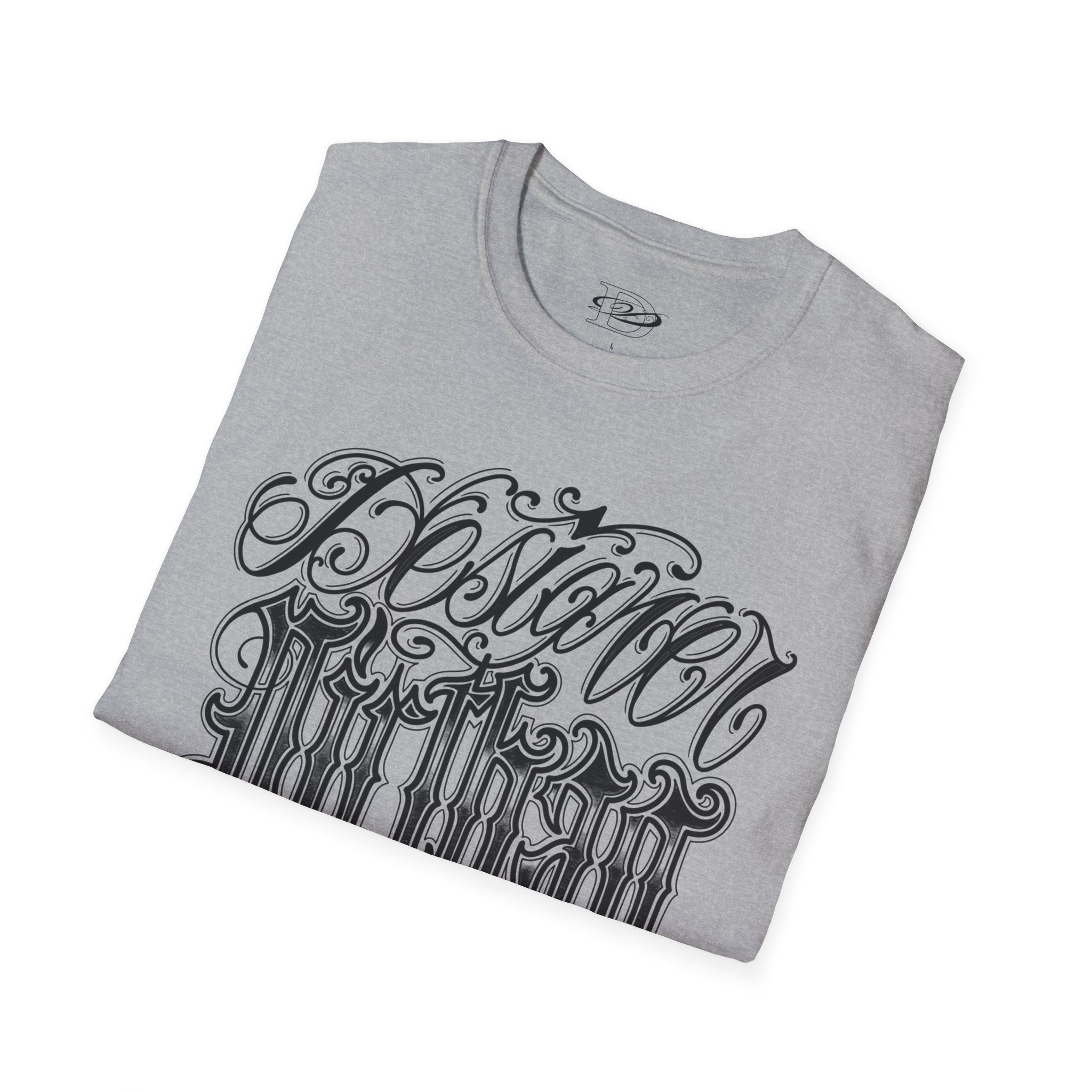 DD Custom Script Lettering w/Gothic Old English Unisex Softstyle T-Shirt