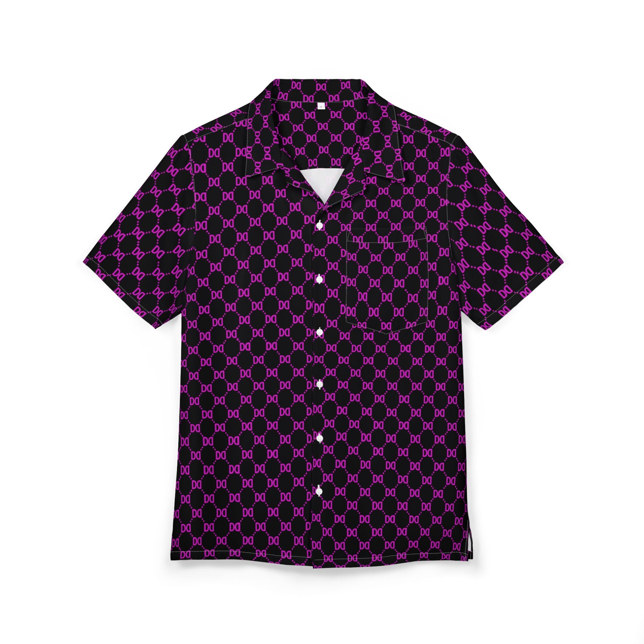 DD Monogram Print Button Up Hawaiian Shirt AOP