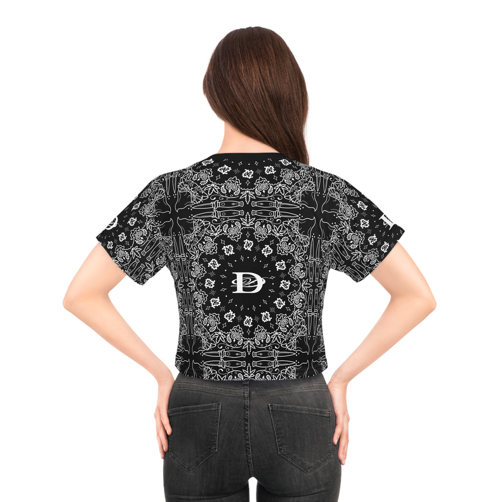 DD Custom Bandana Print Crop Top T-Shirt AOP