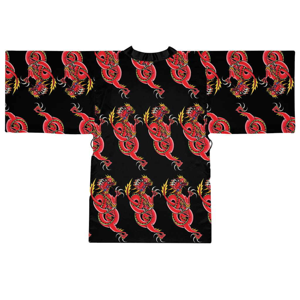 Custom Dragon Pattern Long Sleeve Kimono Robe AOP