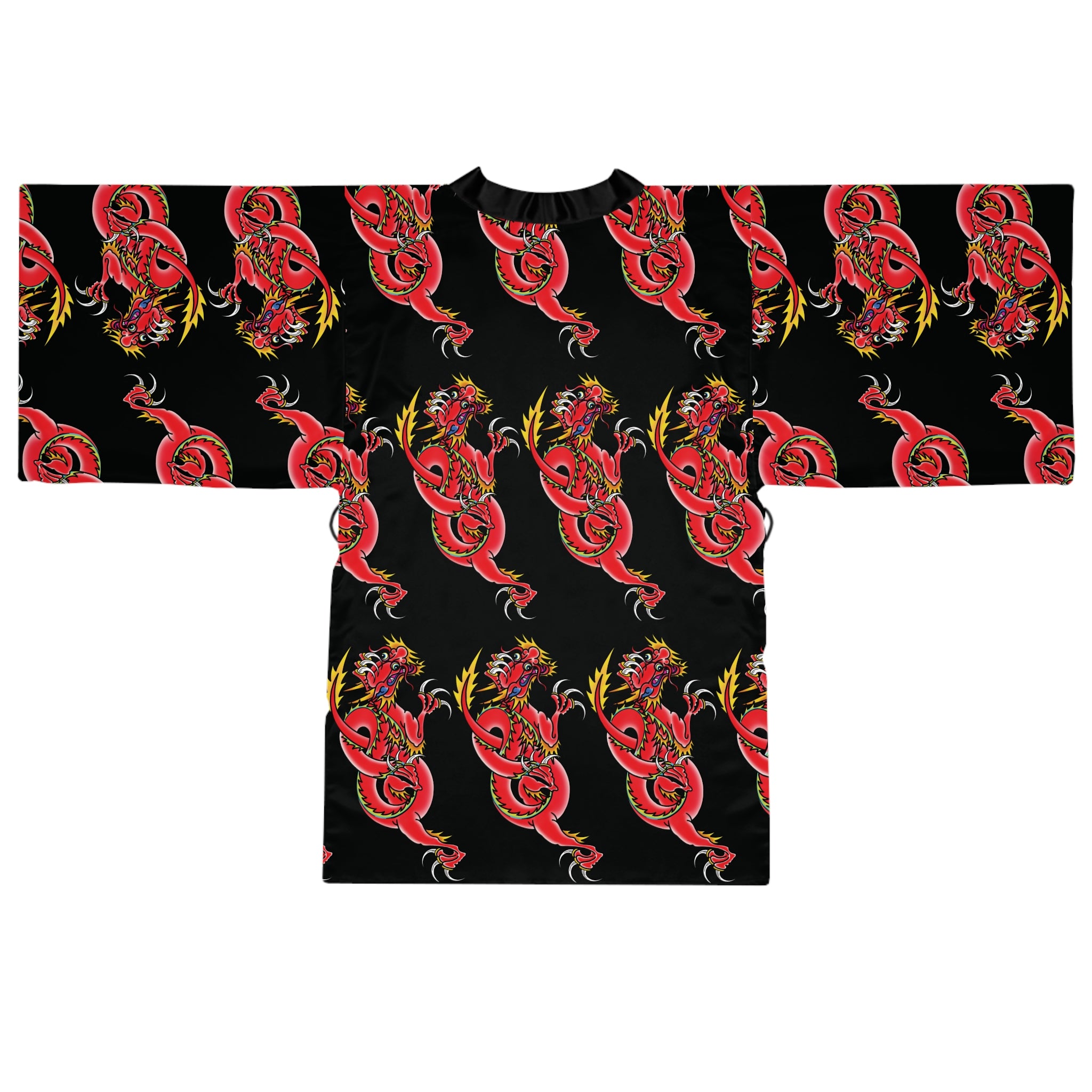 Custom Dragon Pattern Long Sleeve Kimono Robe AOP