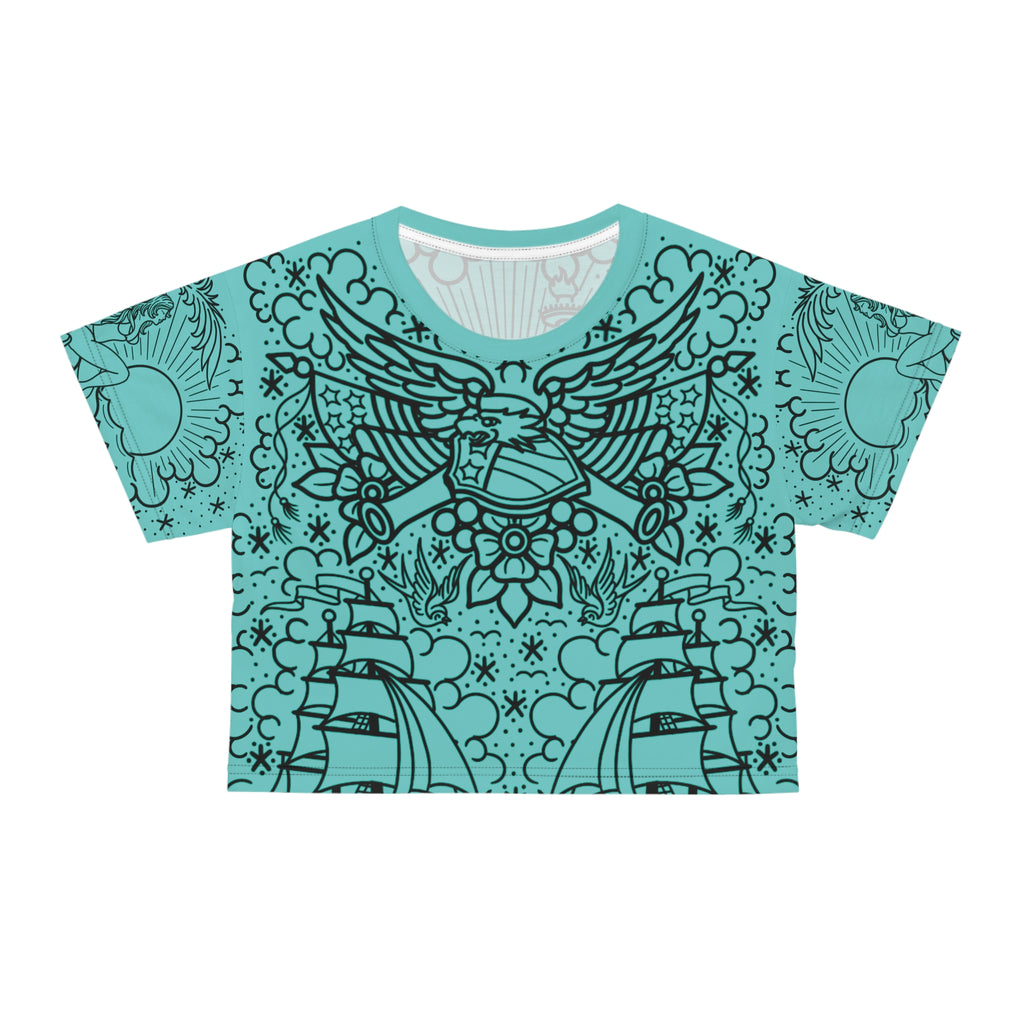 American Traditional Tattoo Body Suit Women's Crop Tee AOP