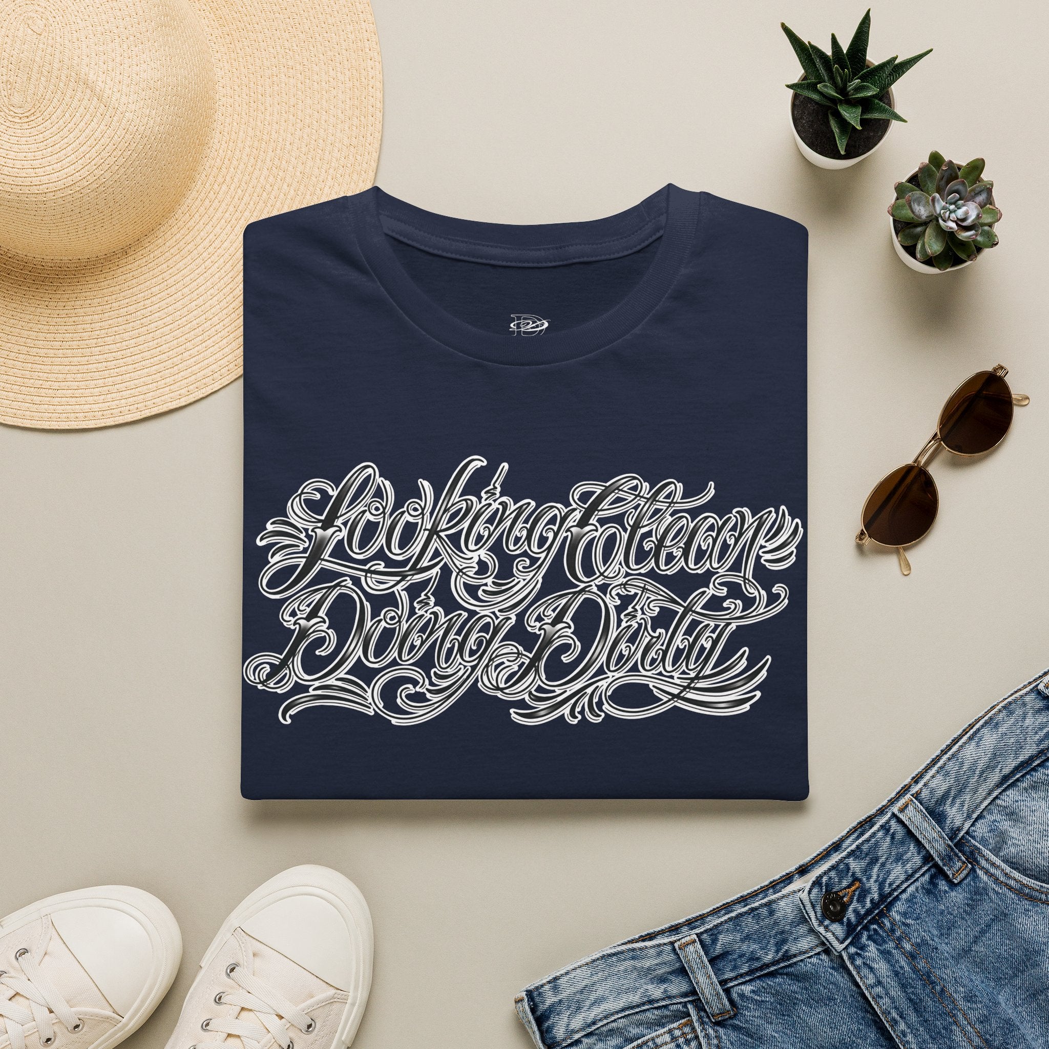 "Looking Clean, Doing Dirty" Tattoo Script Softstyle Unisex T-Shirt