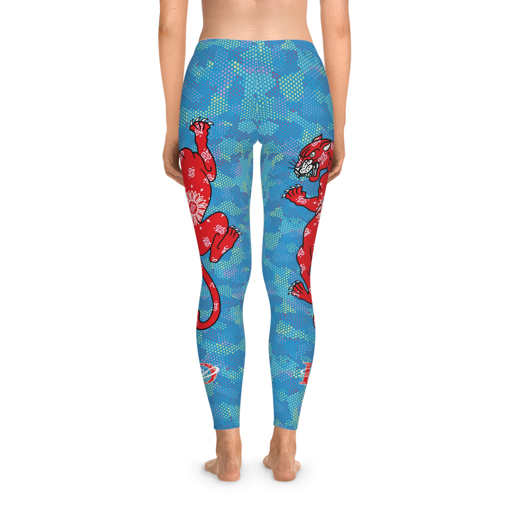 Climbing Bandana Panther Stretchy Light Blue Digital Hexagon Camo Leggings